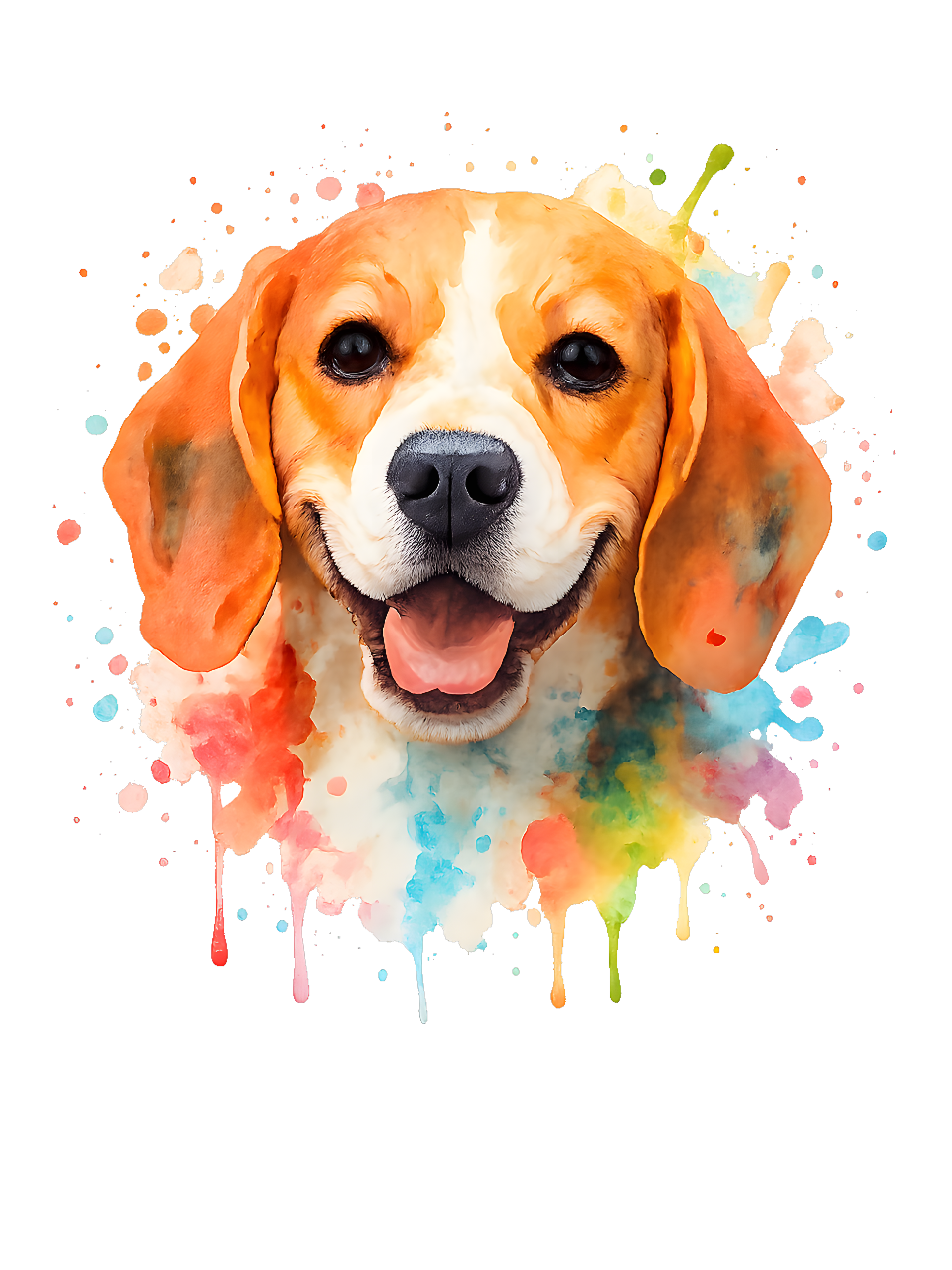 Beagle in watercolor splash style with vibrant colors - Image 2