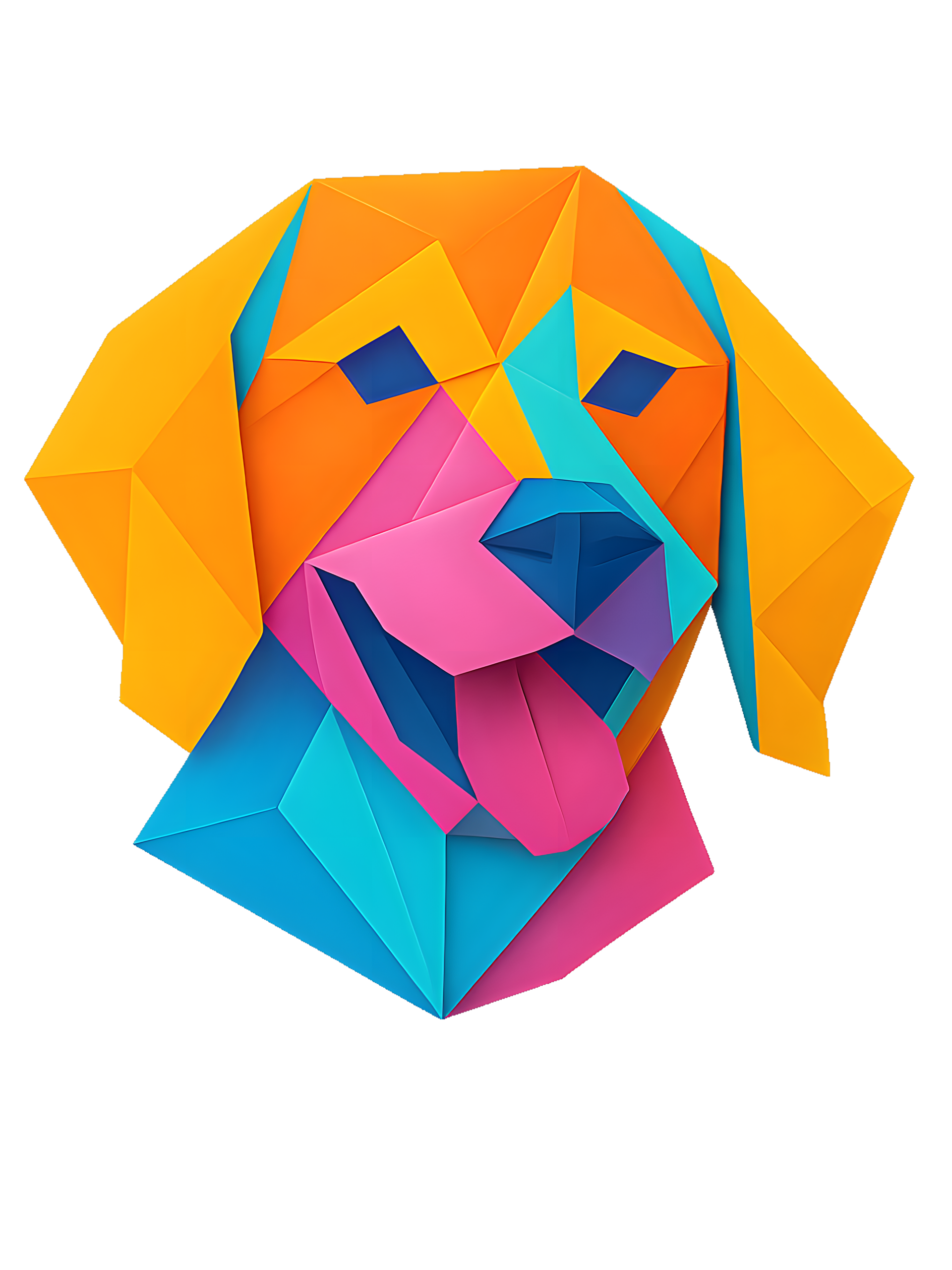 Beagle in origami paper style with bright colors - Image 2