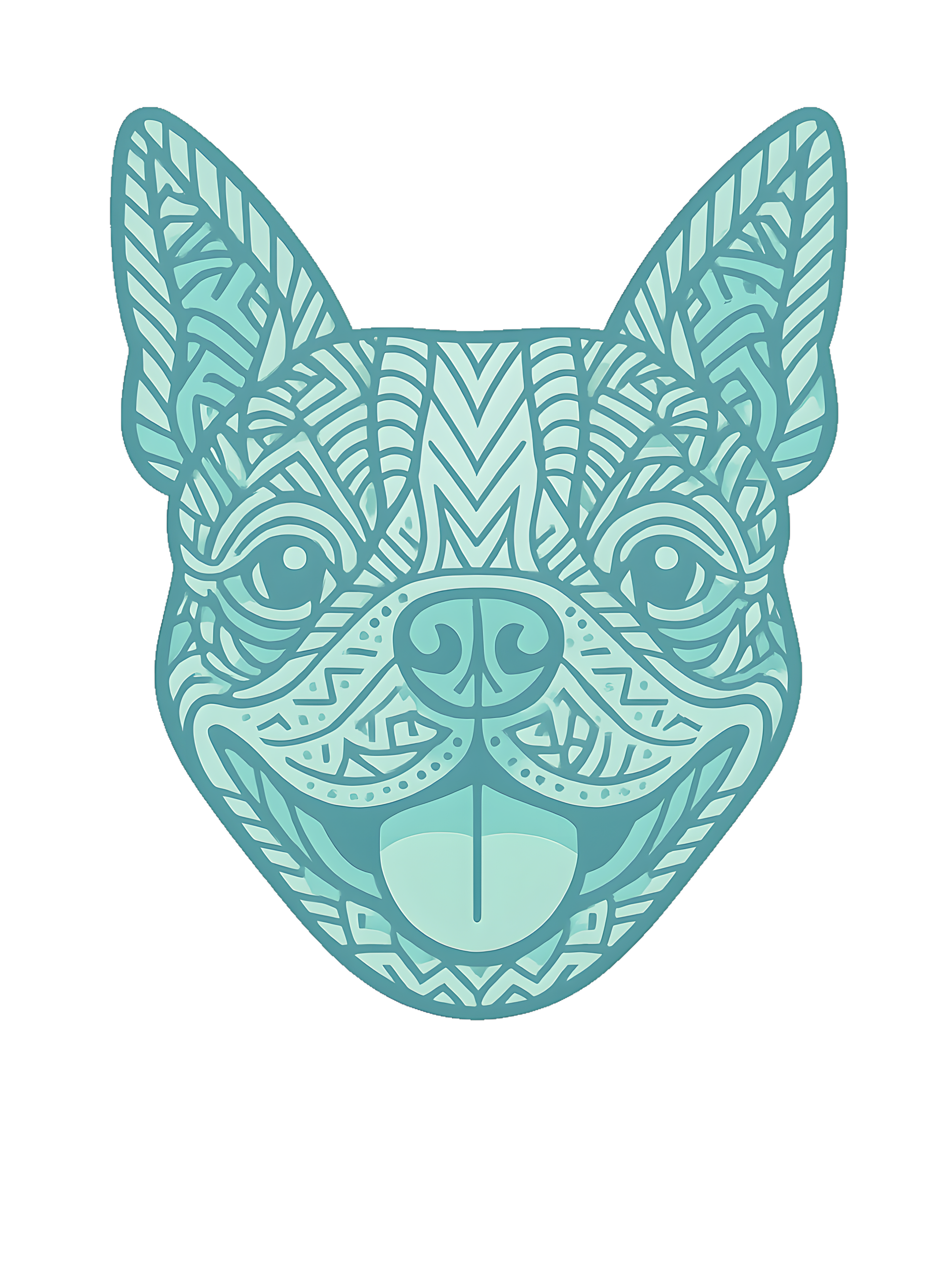 Boston Terrier in tribal pattern with pastel greens and blues - Image 2