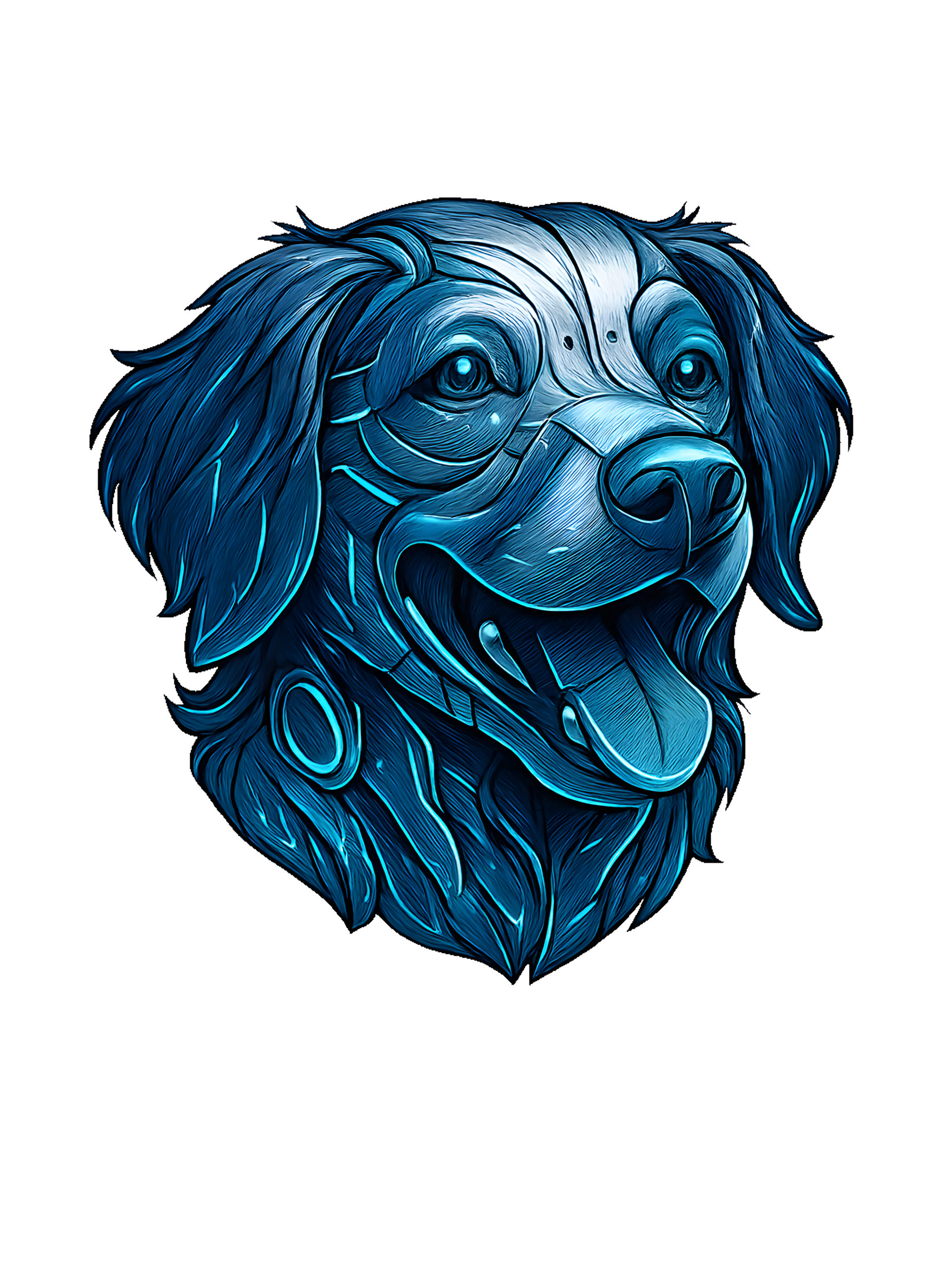 Brittany Dog in futuristic cyberpunk style with steel silver and electric blue - Image 2