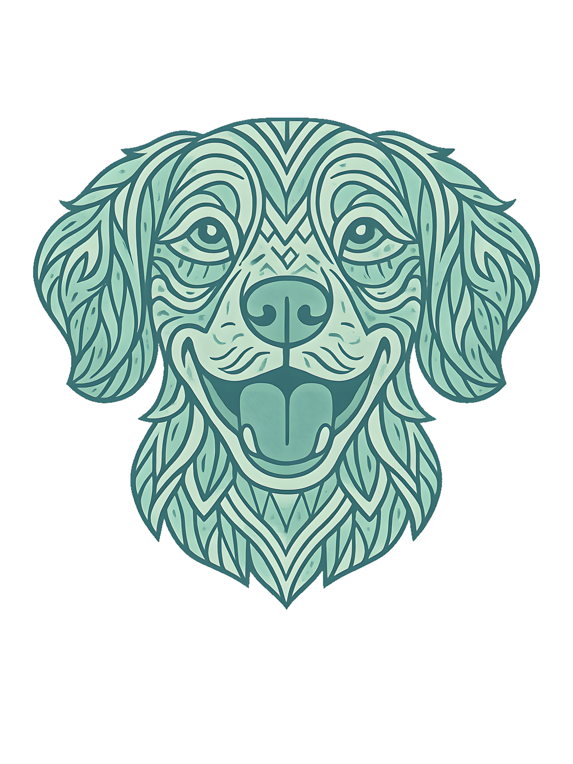 Brittany Dog in tribal pattern style with pastel greens and blues - Image 2