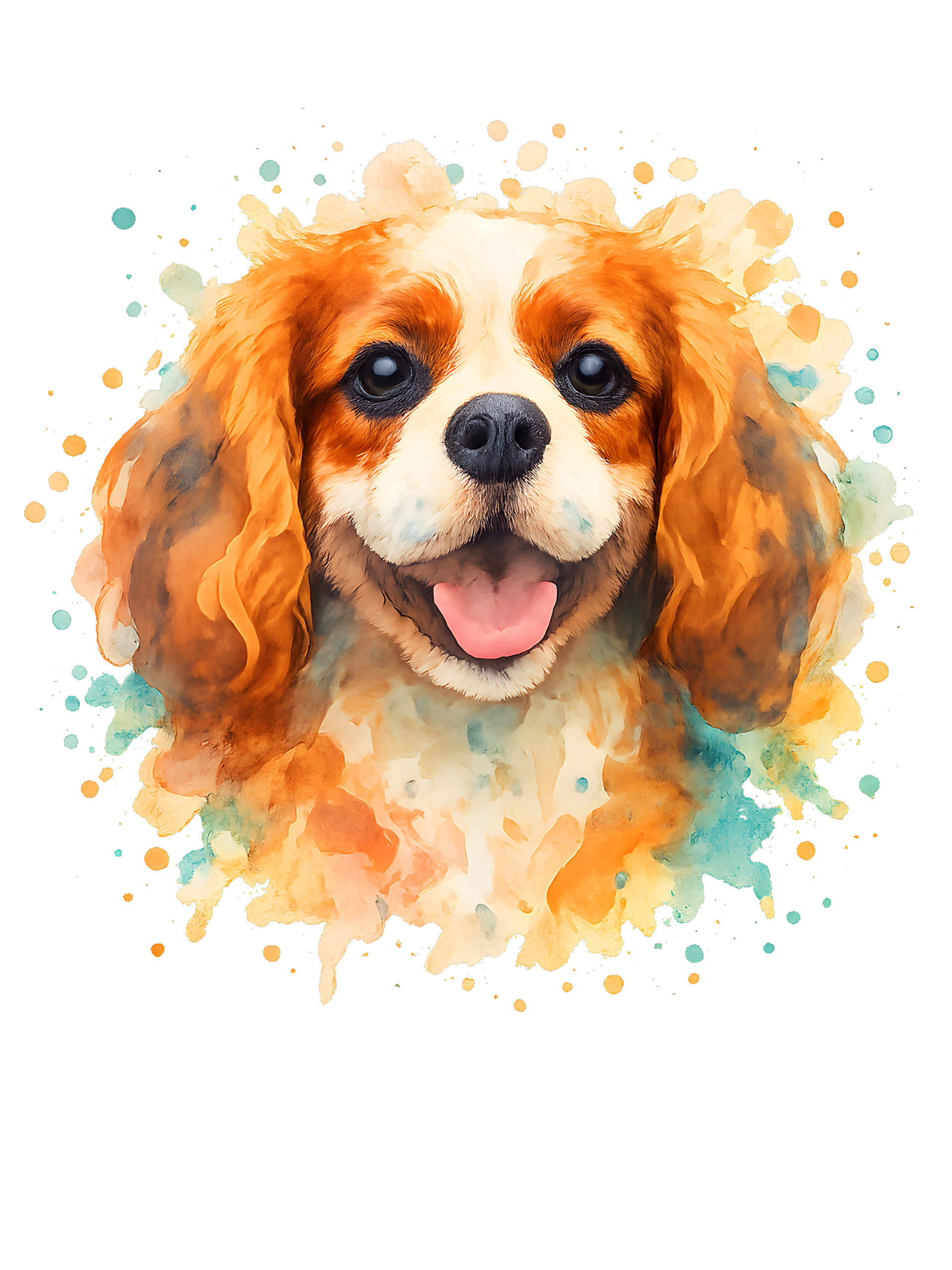 Cavalier King Charles Spaniel in Watercolor Splash style with vibrant colors - Image 2