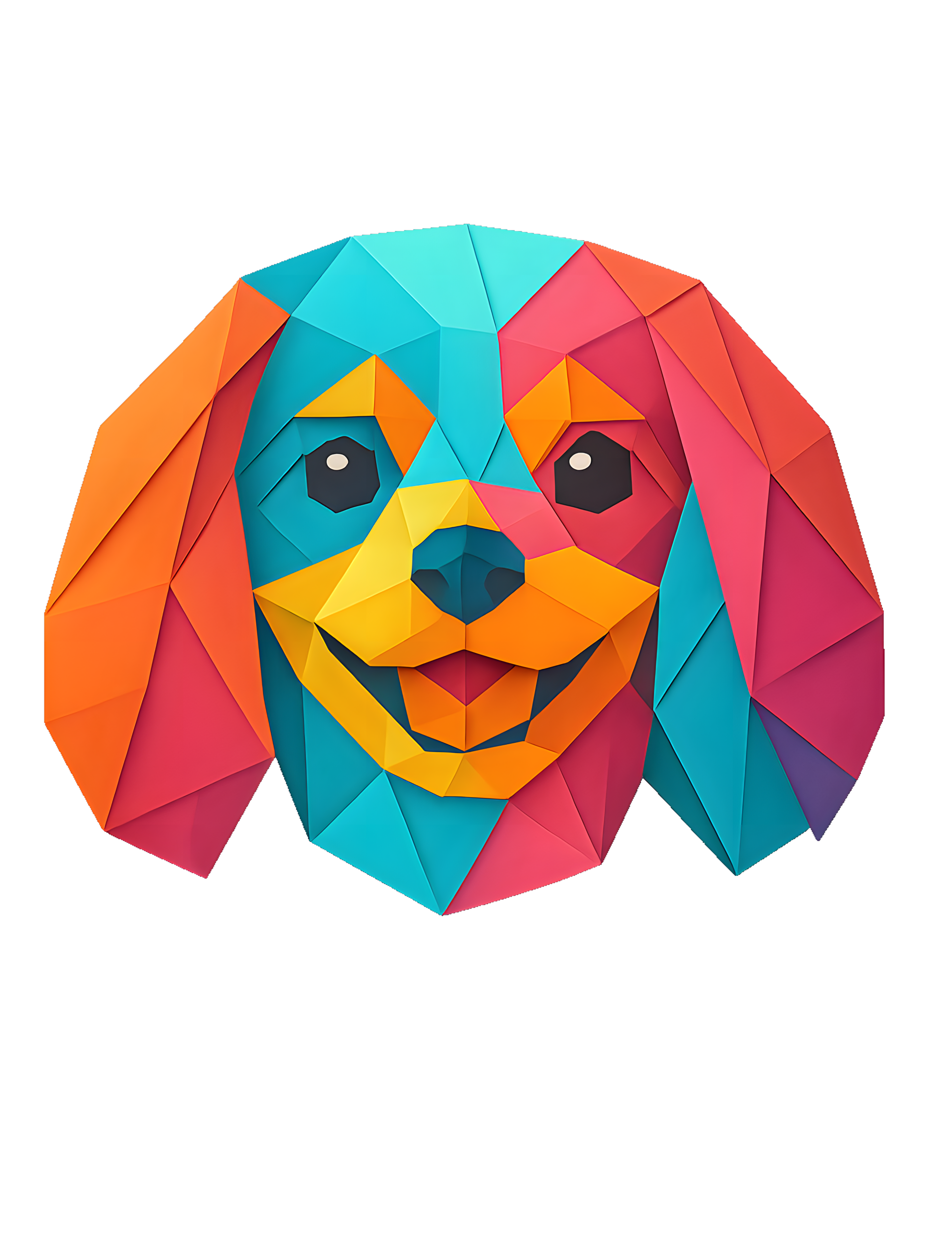 Cavalier King Charles Spaniel in origami paper style with bright colors - Image 2