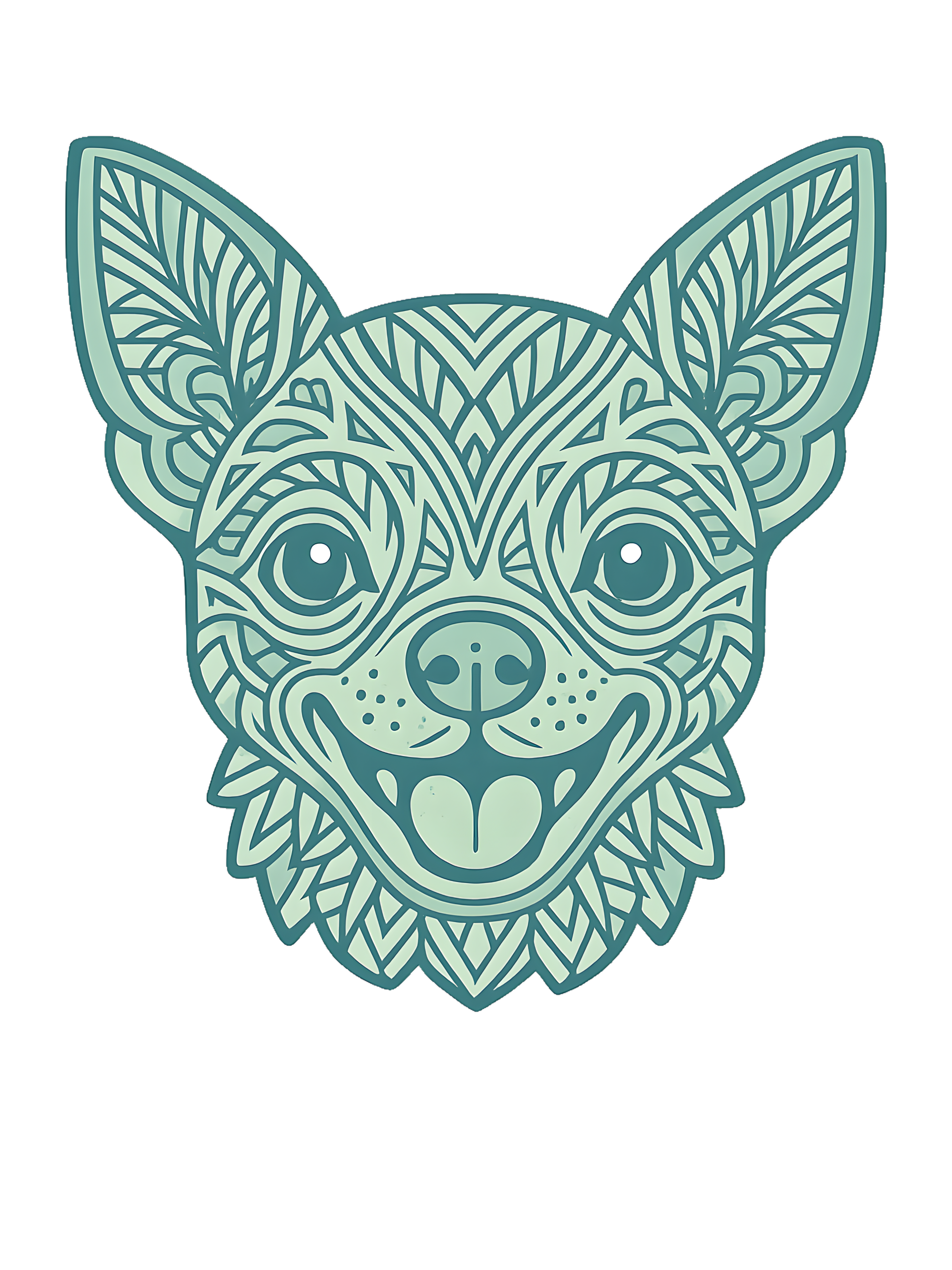 Chihuahua Tribal Pattern Art in Pastel Greens and Blues - Image 2
