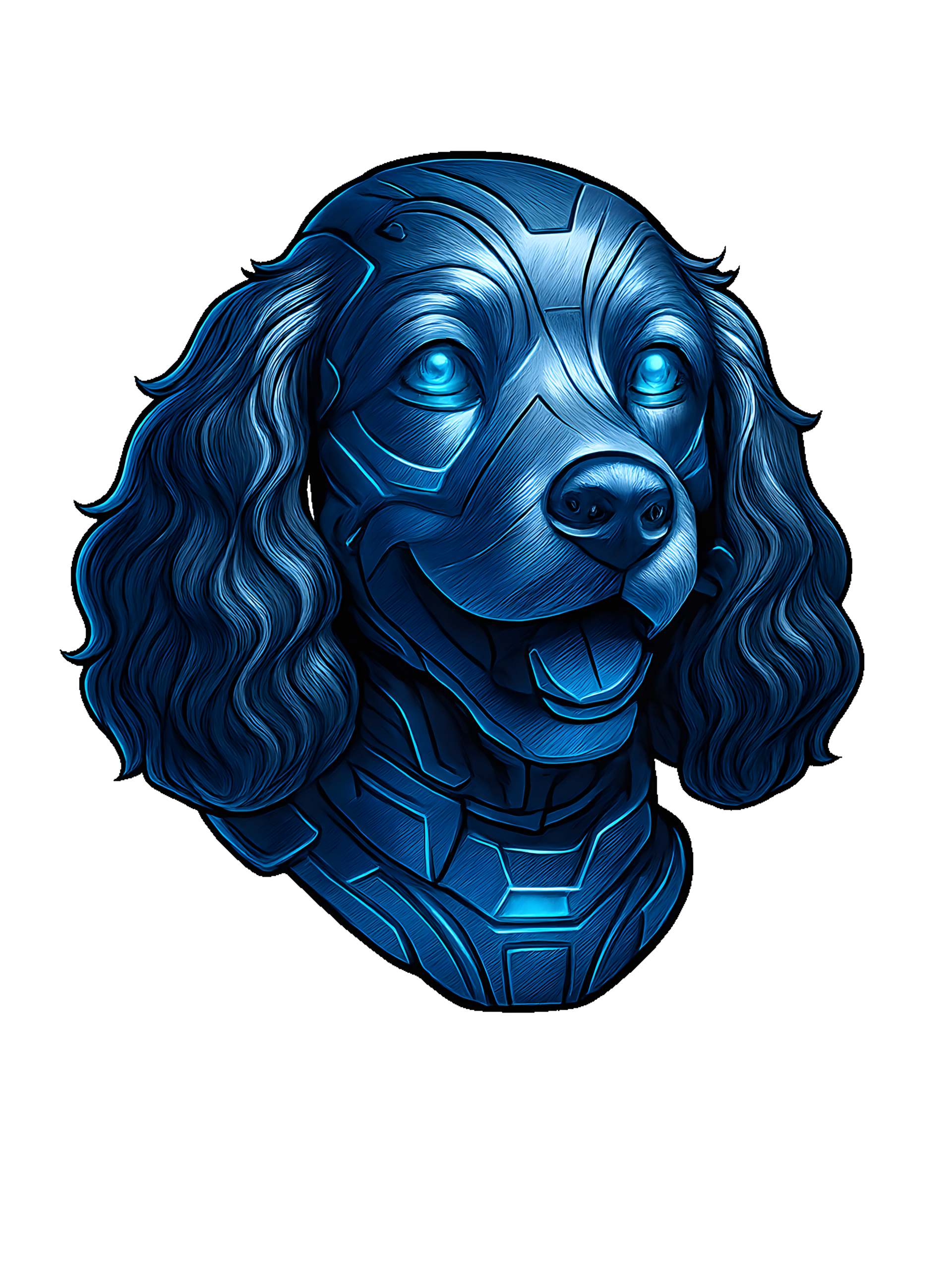 Cocker Spaniel in Cyberpunk style with Steel Silver and Electric Blue - Image 2
