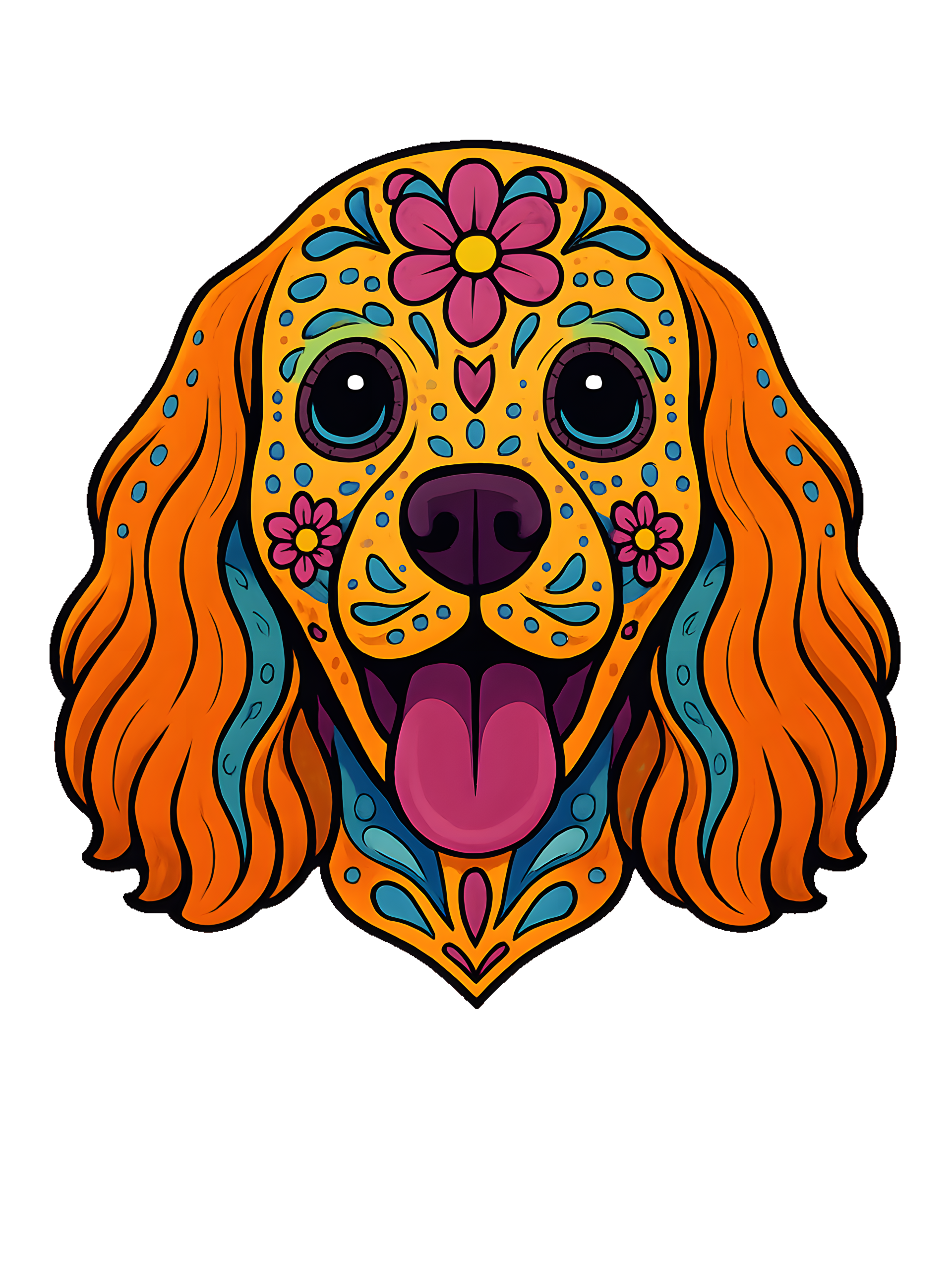 Cocker Spaniel in Day of Dead style with bright colors - Image 2