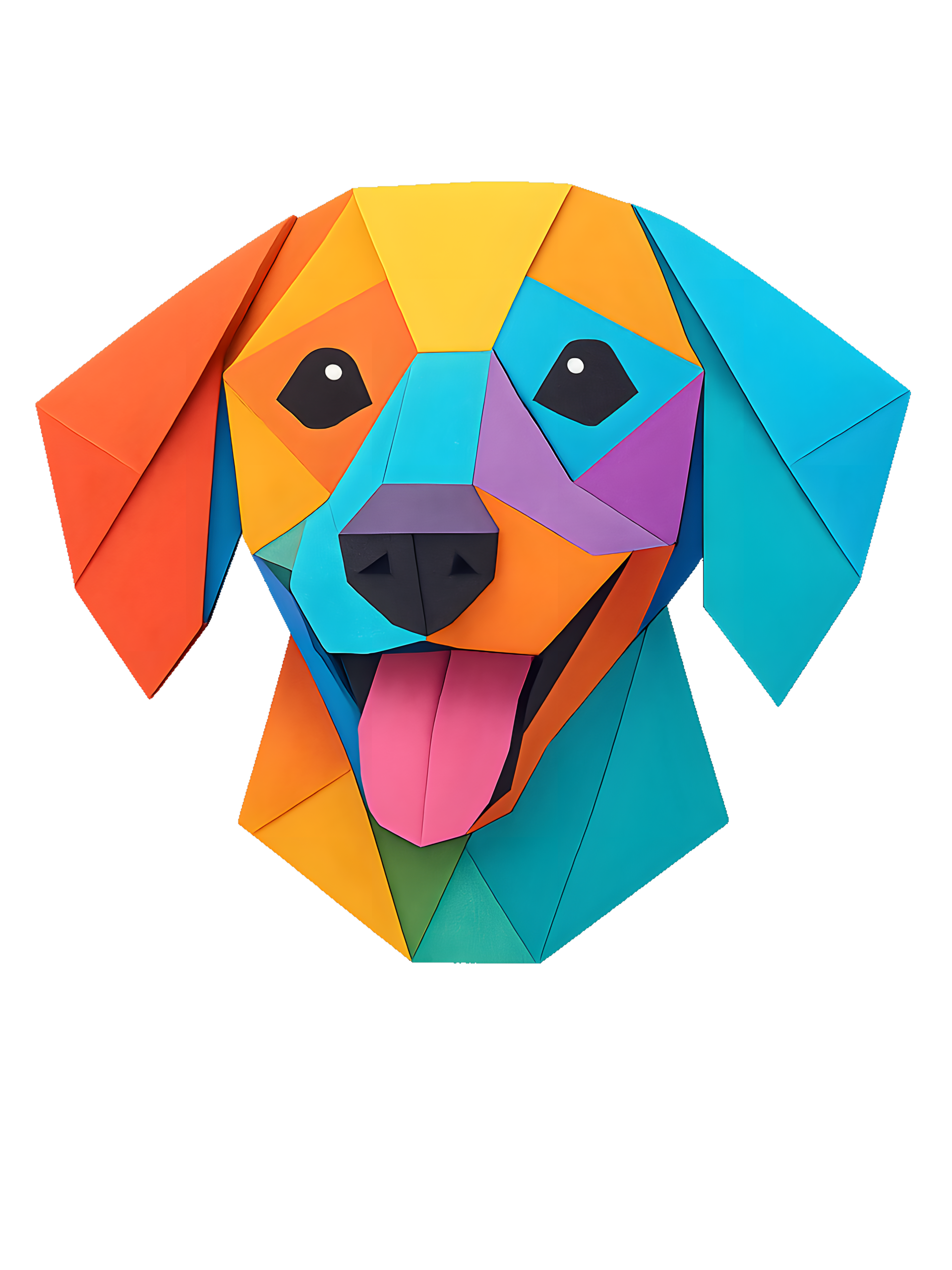Dachshund in origami paper style with bright colors - Image 2
