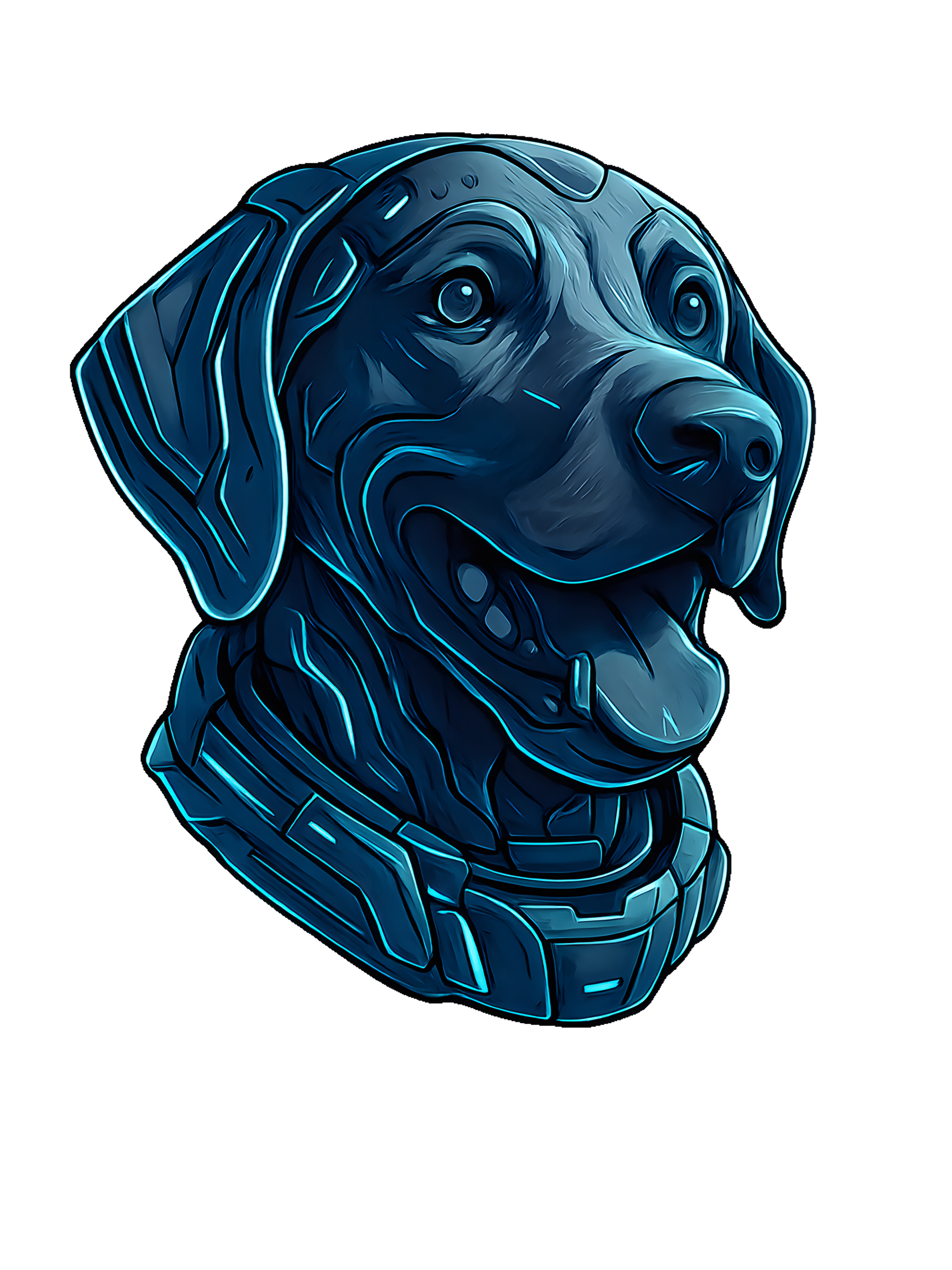 German Shorthaired Pointer in futuristic cyberpunk style with steel silver and electric blue - Image 2