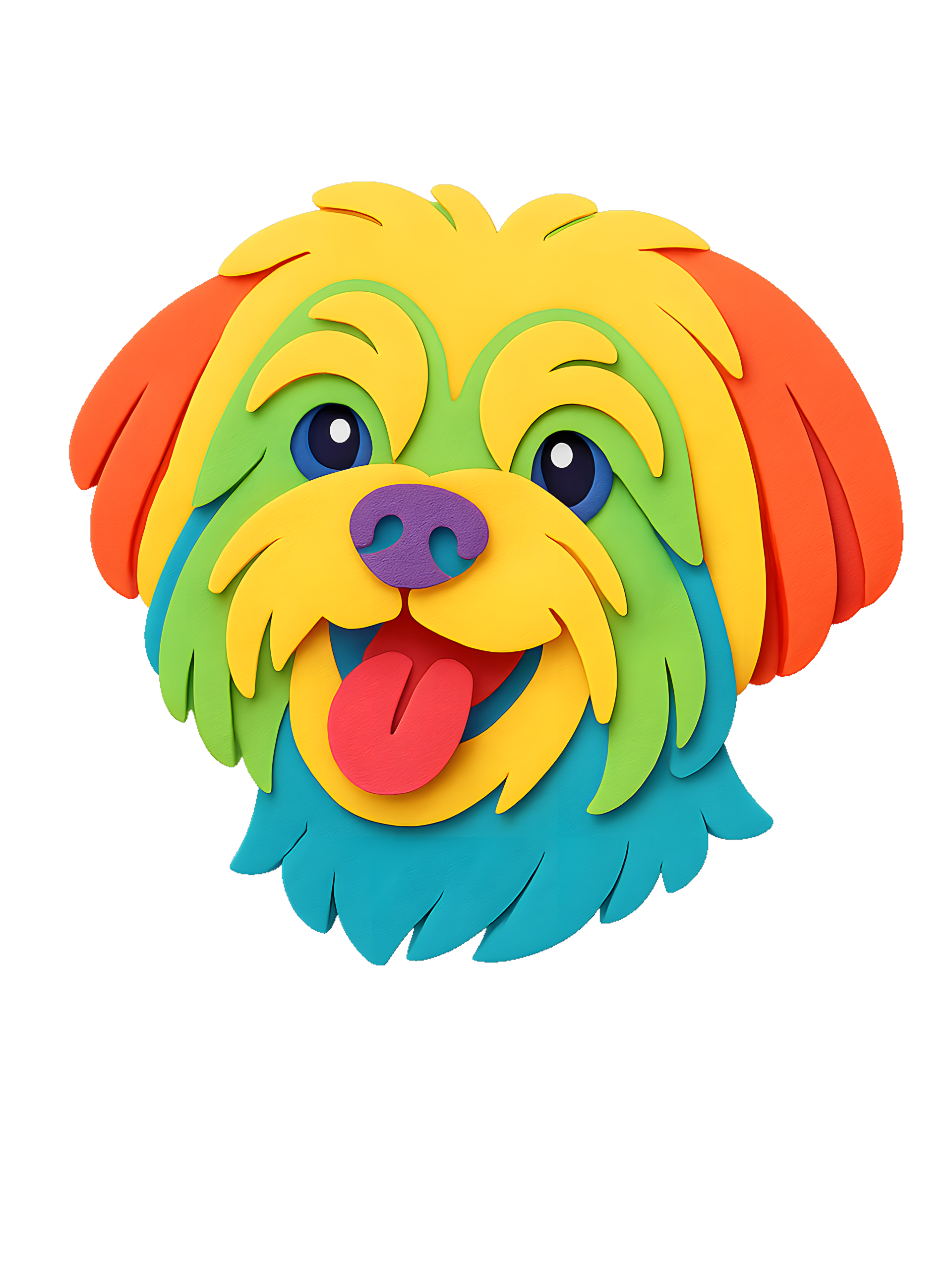 Maltese Dog in paper cutout style with bright colors - Image 2