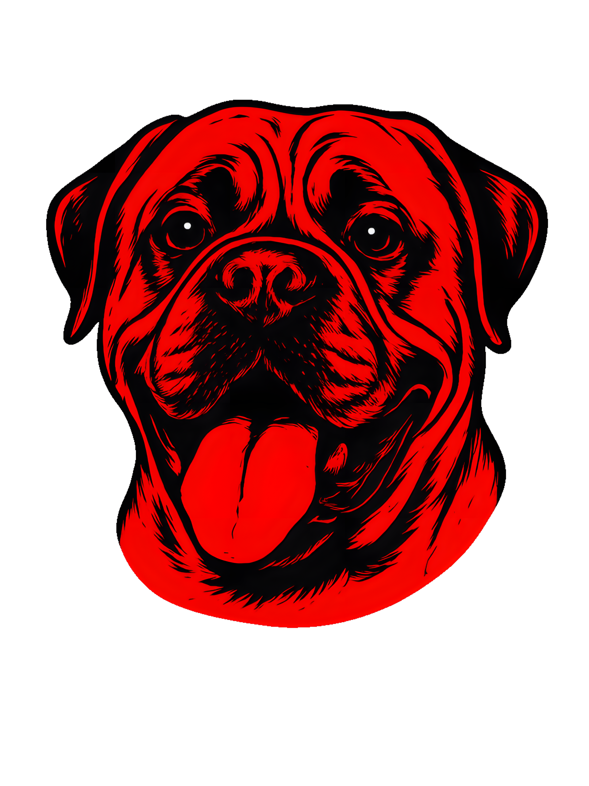 Mastiff in Pop Art style with bright red and deep black colors - Image 2