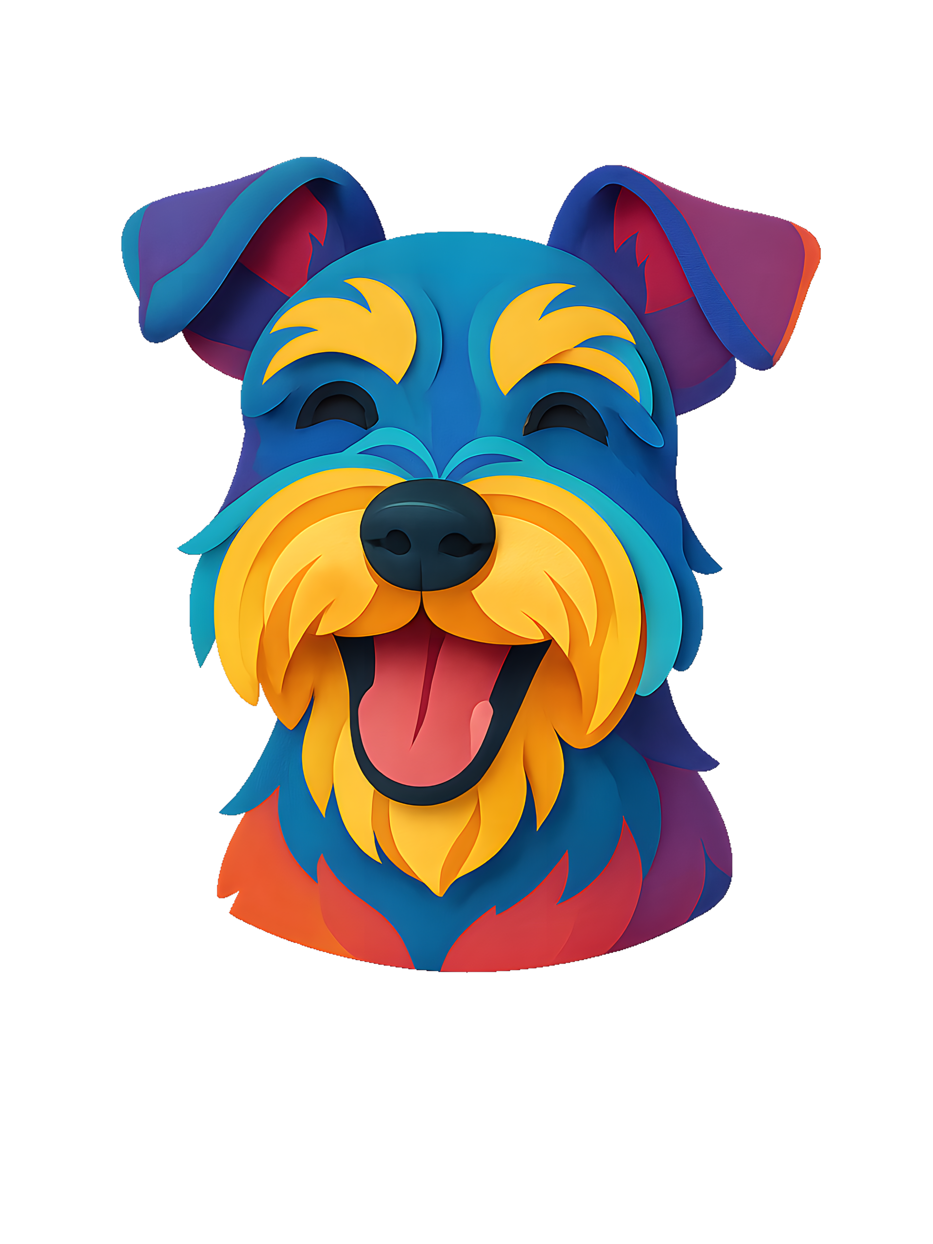Miniature Schnauzer in paper cutout style with bright colors - Image 2