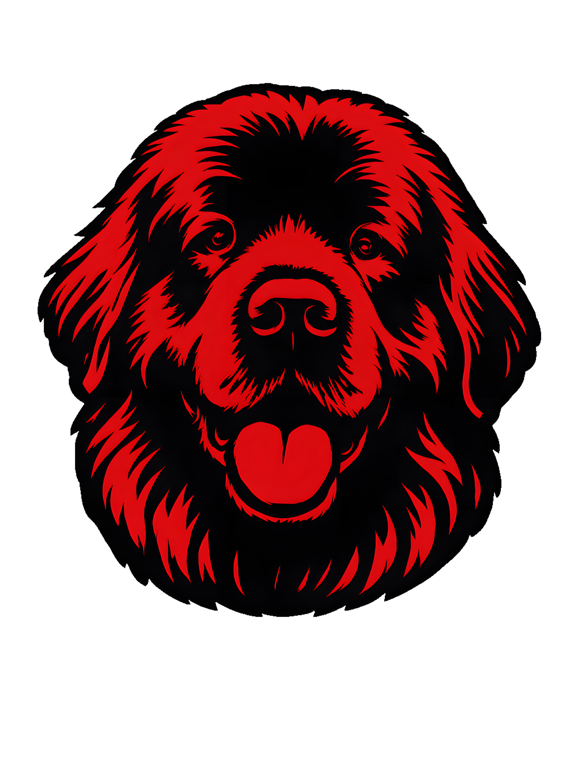 Newfoundland Dog in Pop Art style with bright red and deep black - Image 2