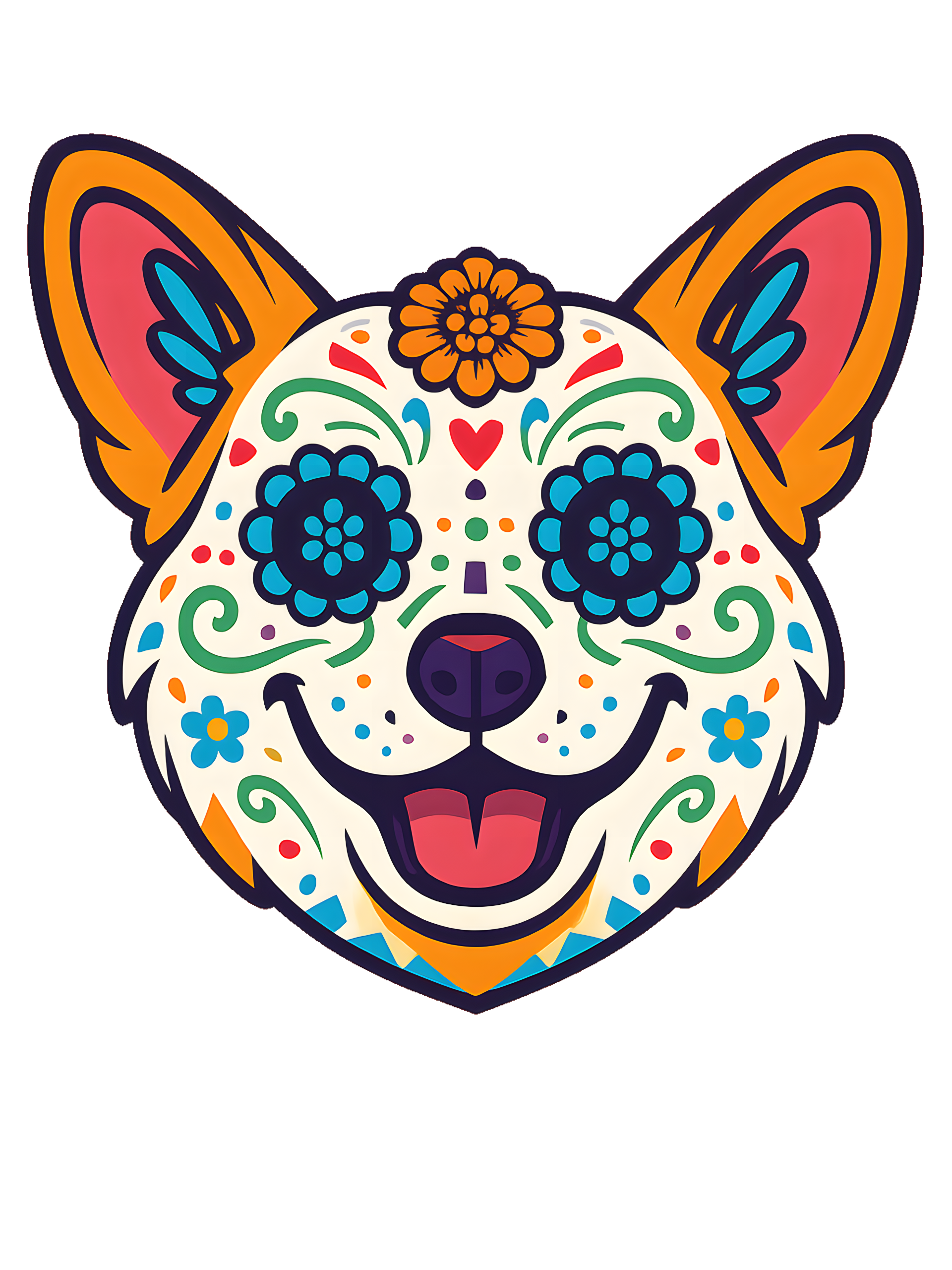 Pembroke Welsh Corgi in Day of Dead style with bright colors - Image 2