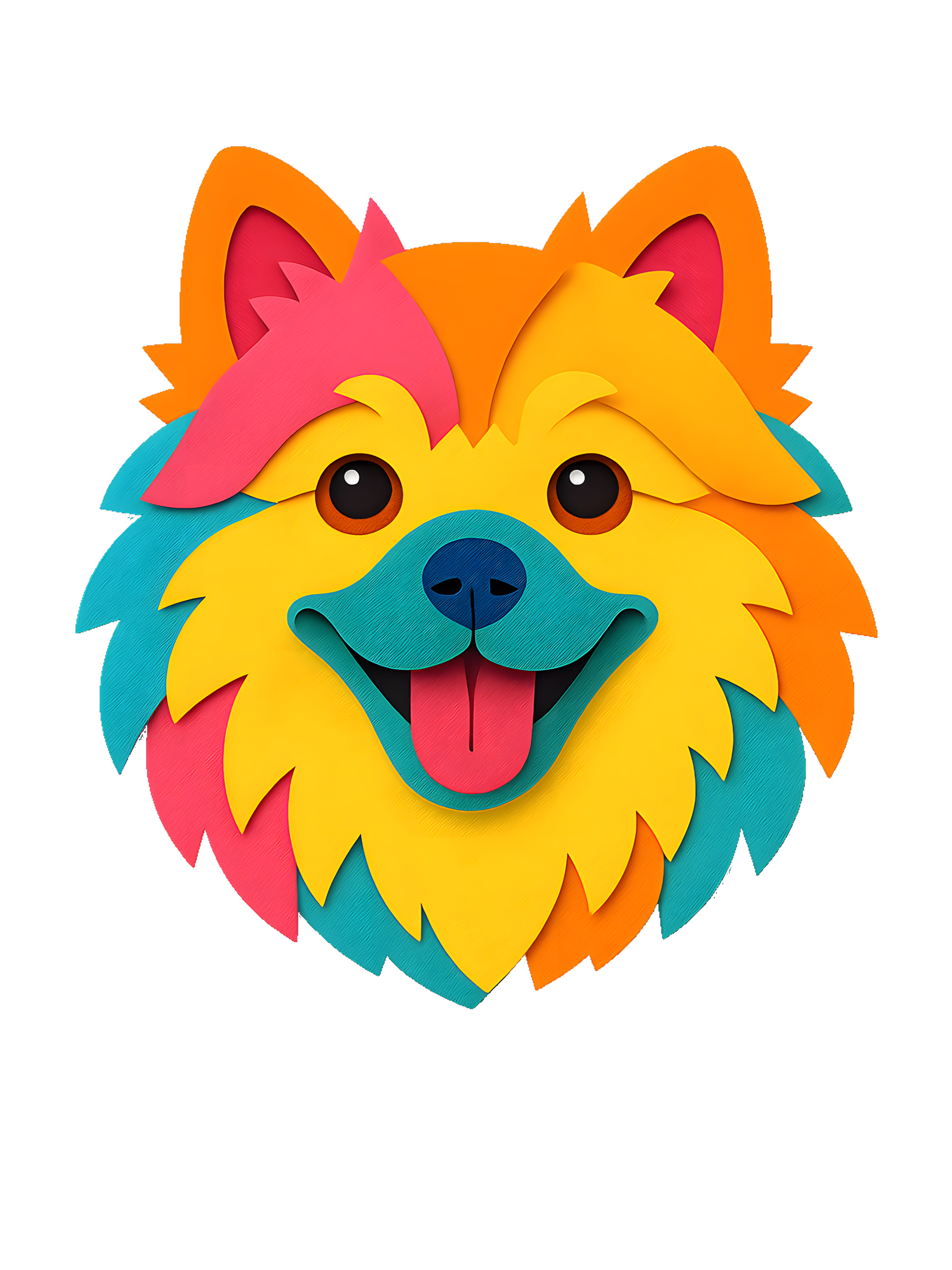Pomeranian in paper cutout style with bright colors - Image 2
