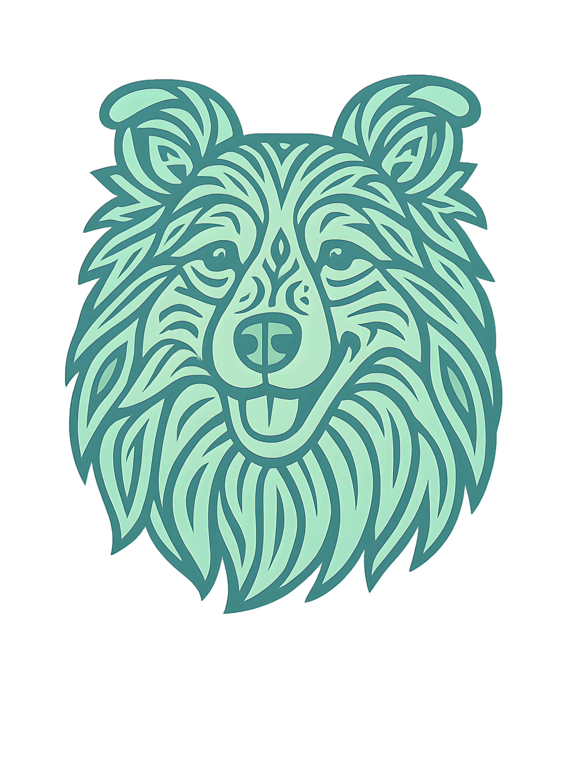 Shetland Sheepdog in tribal pattern with pastel greens and blues - Image 2