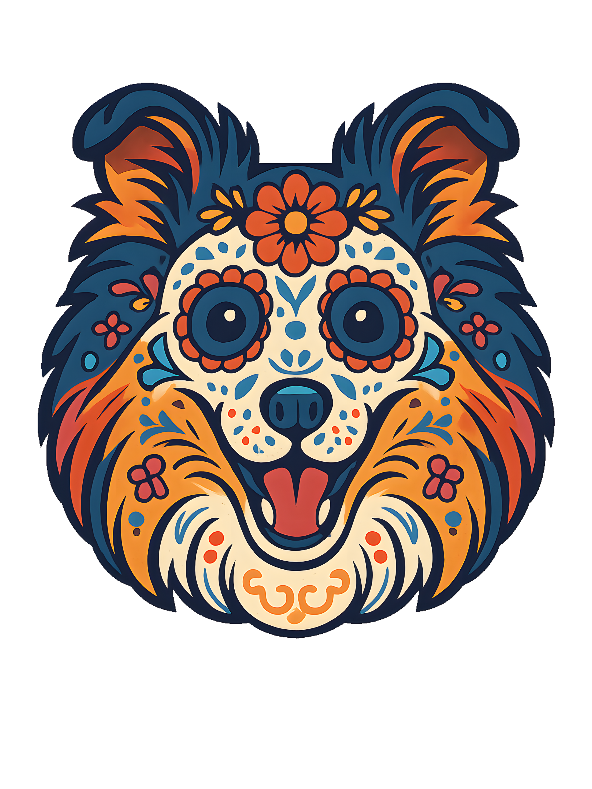Shetland Sheepdog in Day of Dead style with bright colors - Image 2