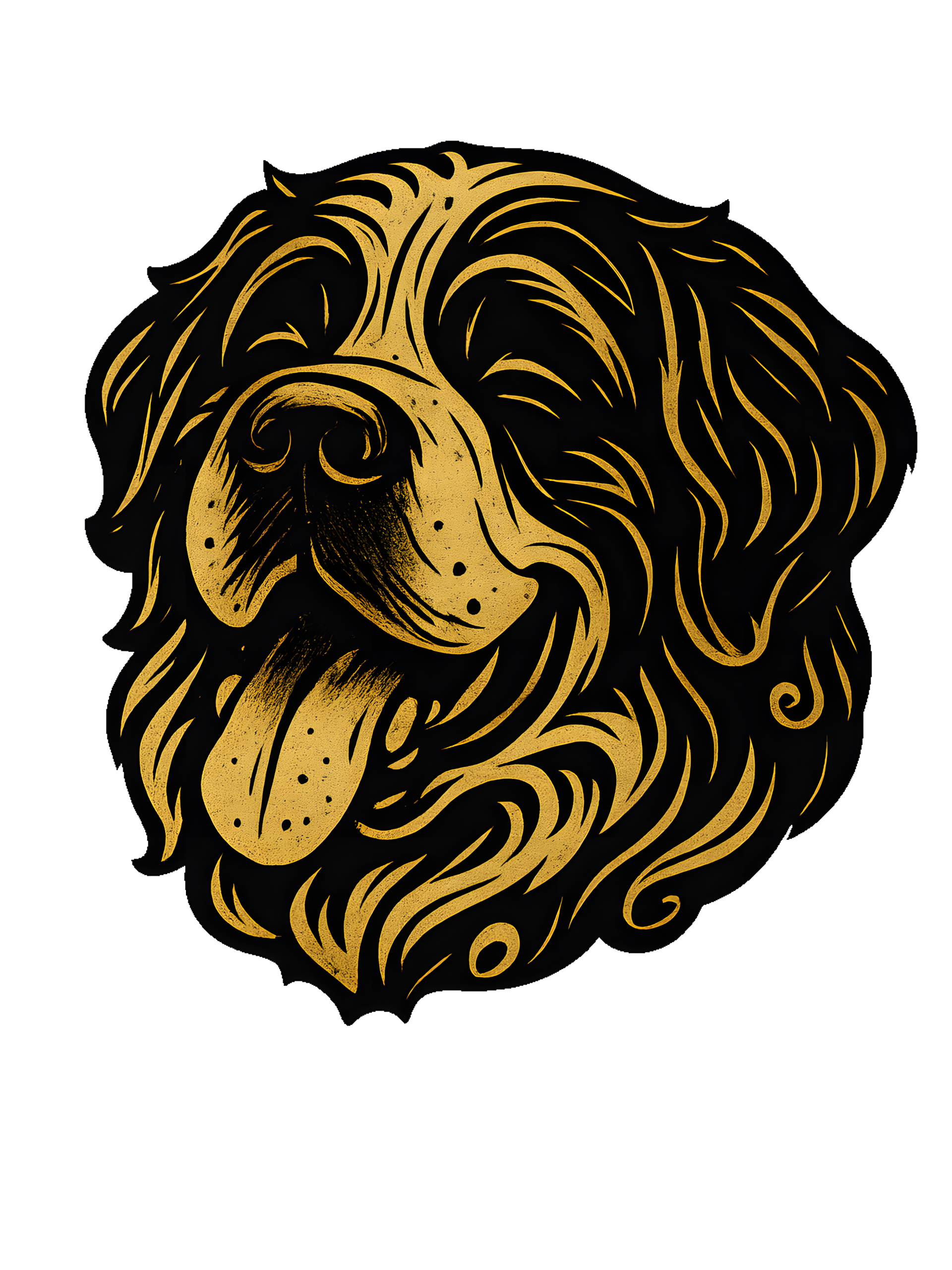 St. Bernard in whimsical fantasy style with black and gold colors - Image 2