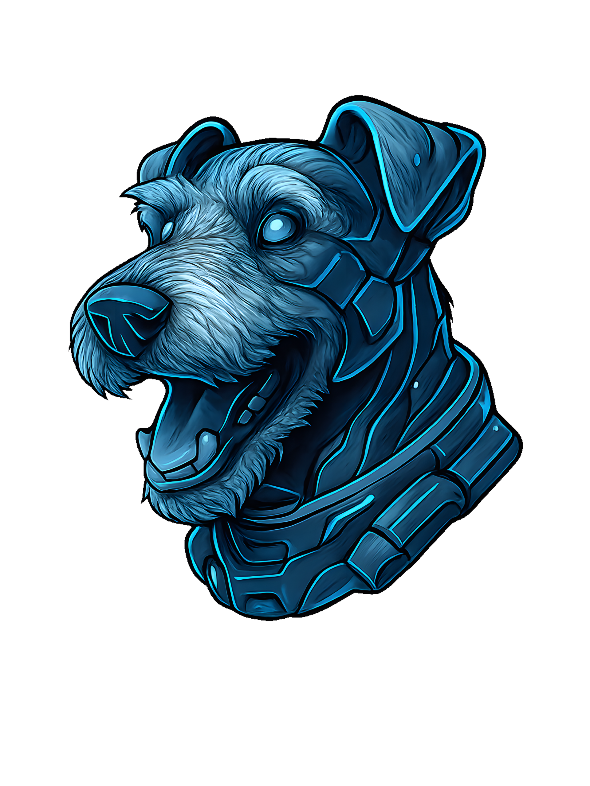 Airedale Terrier in Cyberpunk style with Steel Silver and Electric Blue - Image 2