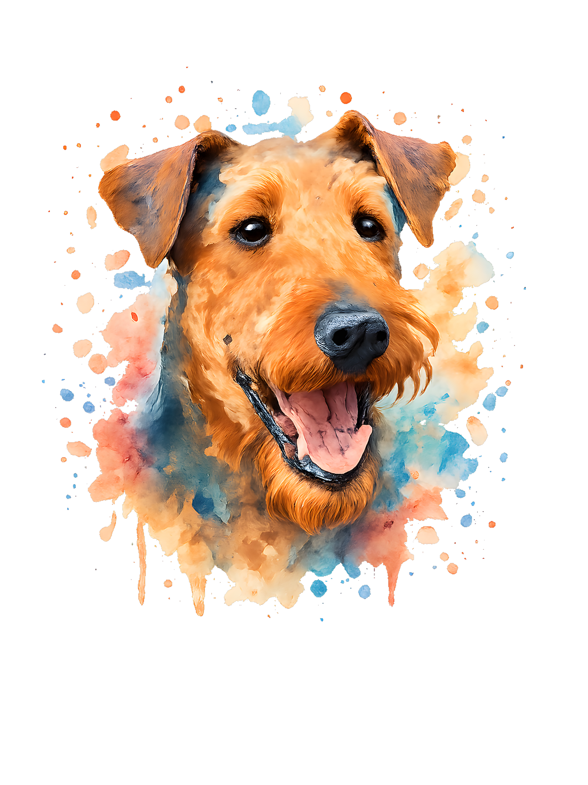 Airedale Terrier Watercolor Splash Art with Colorful Effects - Image 2