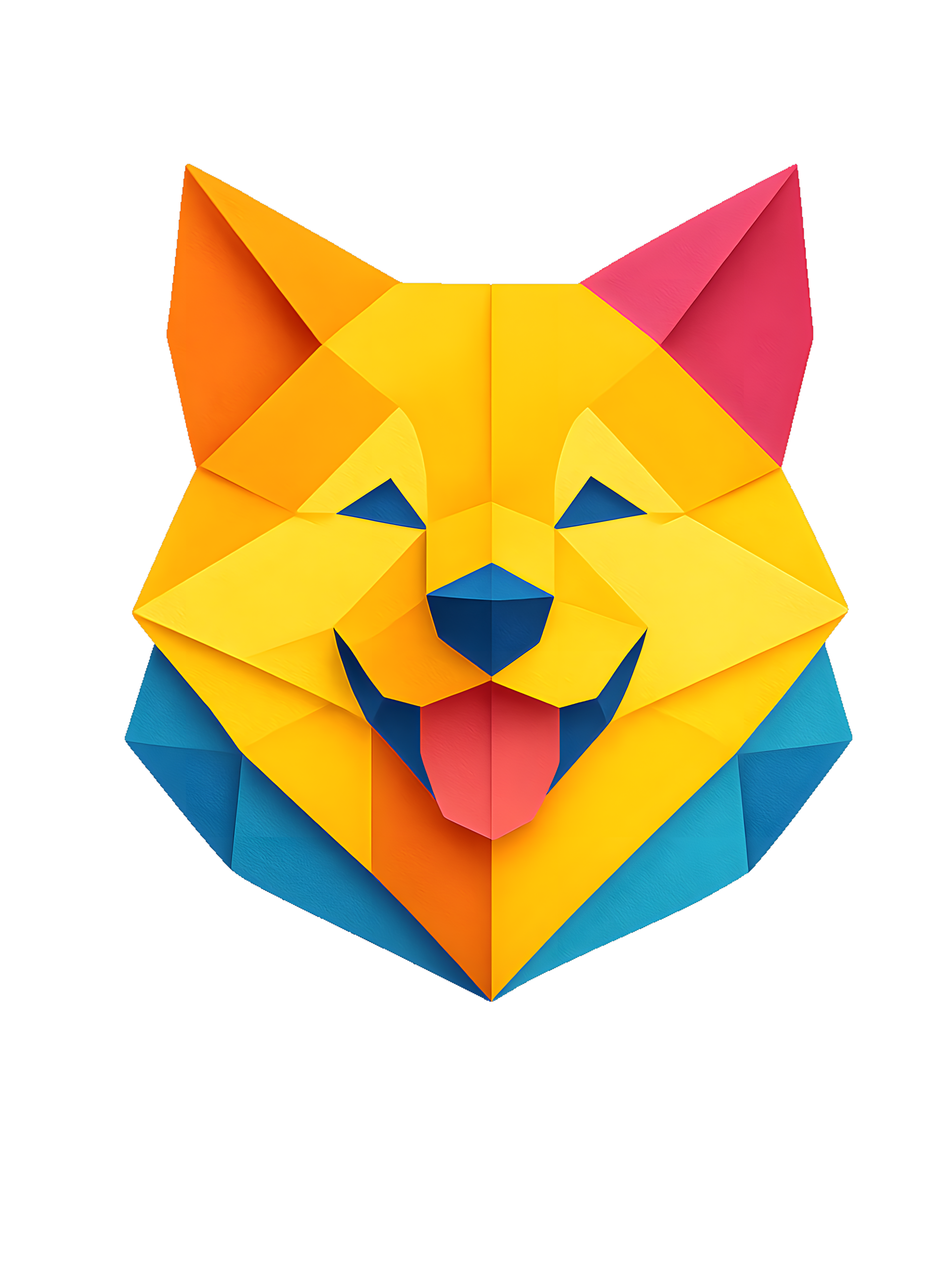Akita in origami paper style with bright colors - Image 2