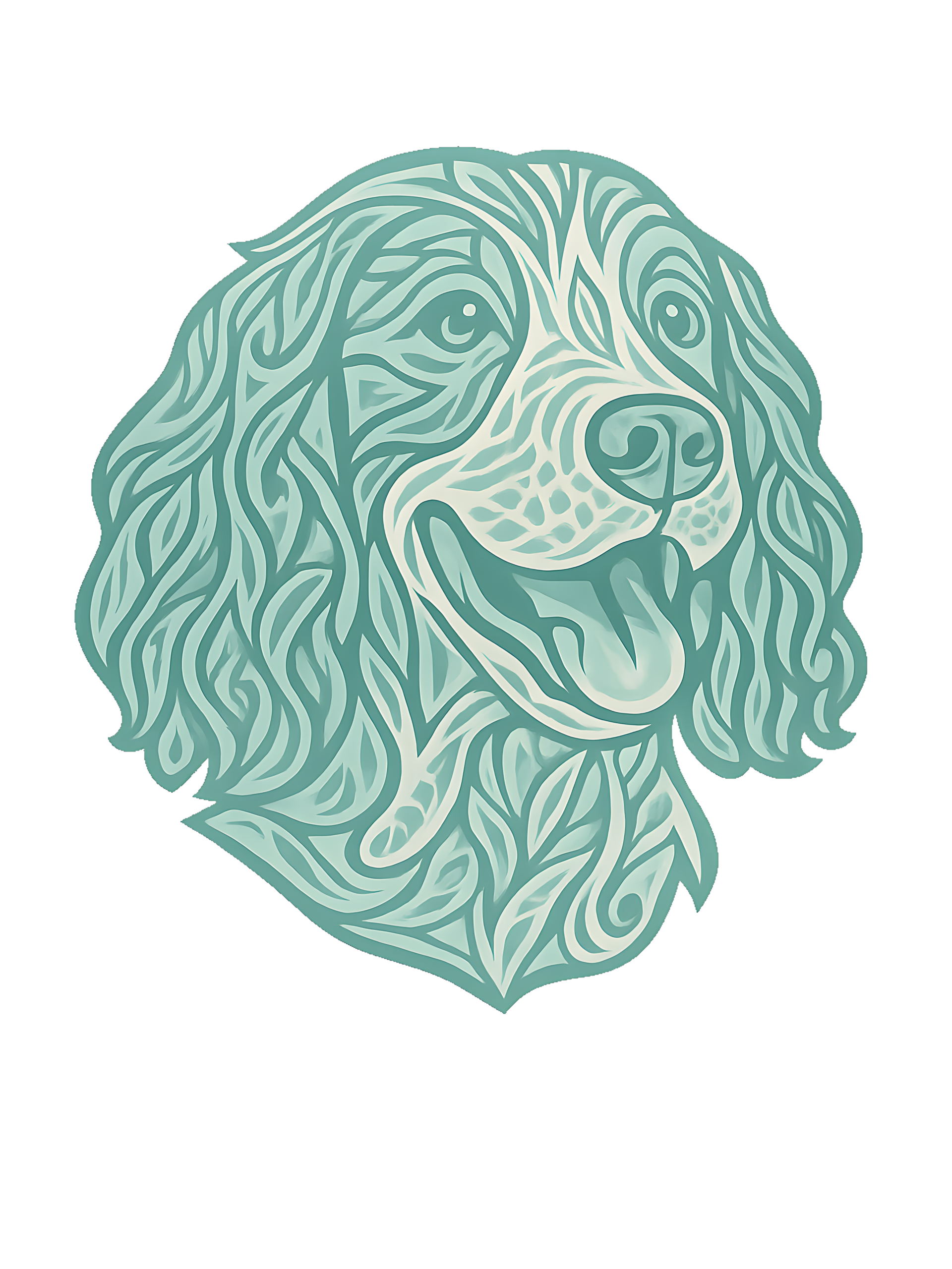 English Springer Spaniel in tribal pattern with pastel greens and blues - Image 2