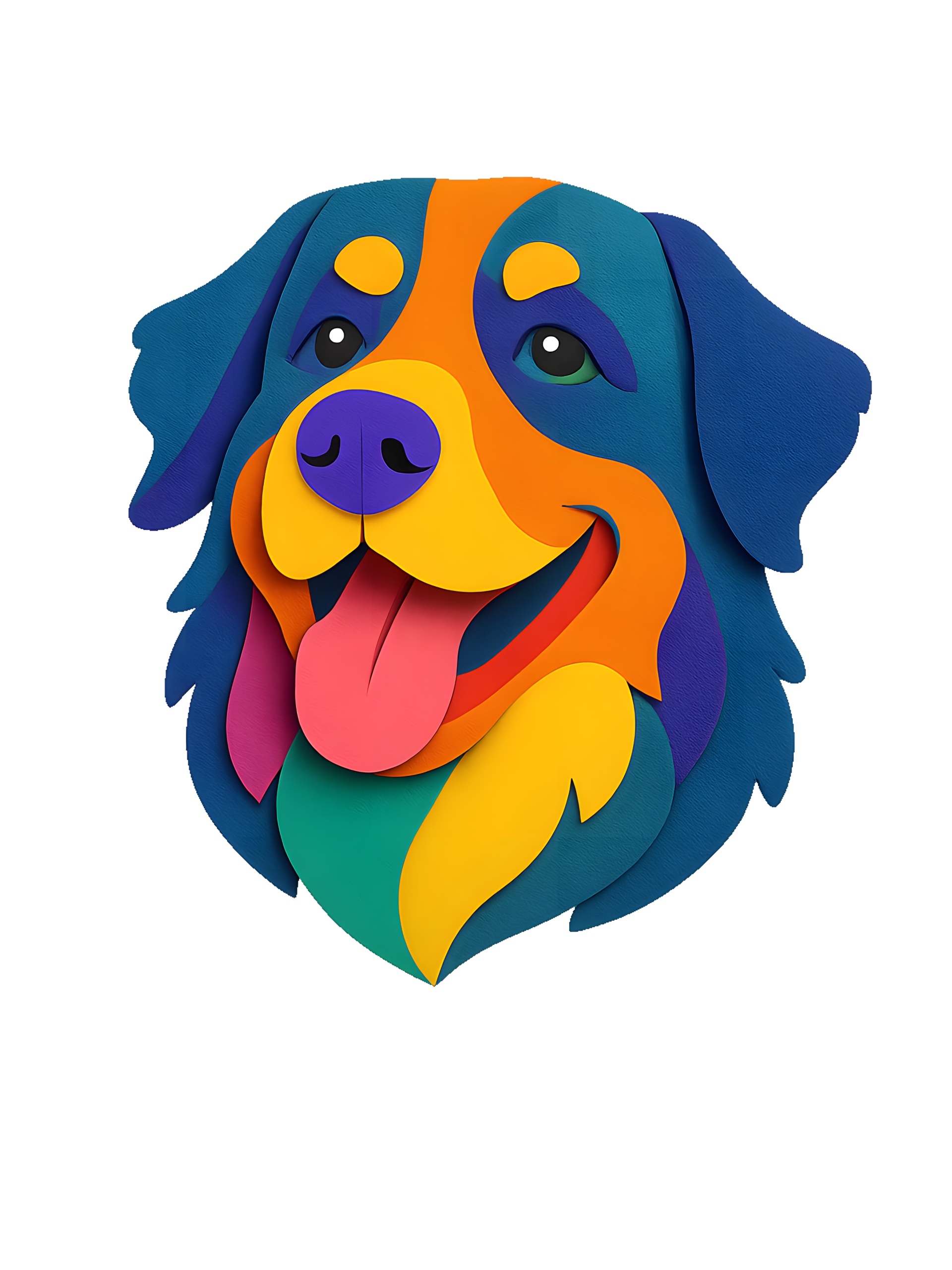 Bernese Mountain Dog in paper cutout style with bright colors - Image 2