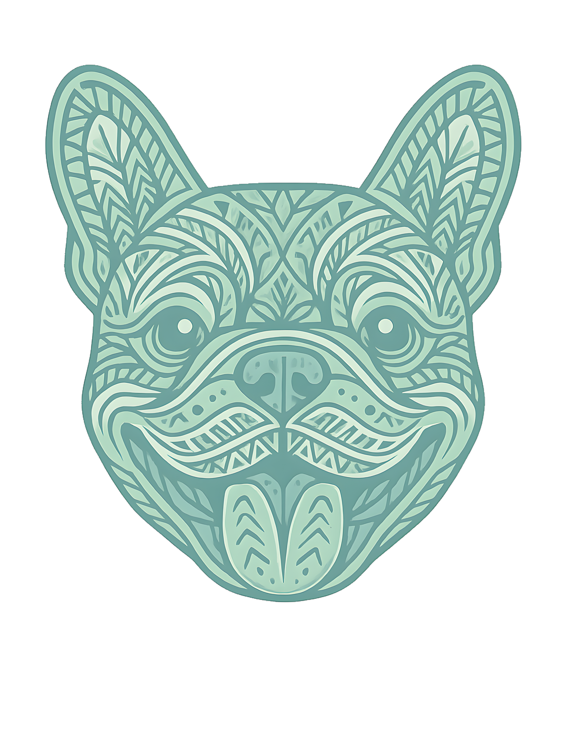French Bulldog in tribal pattern with pastel greens and blues - Image 2