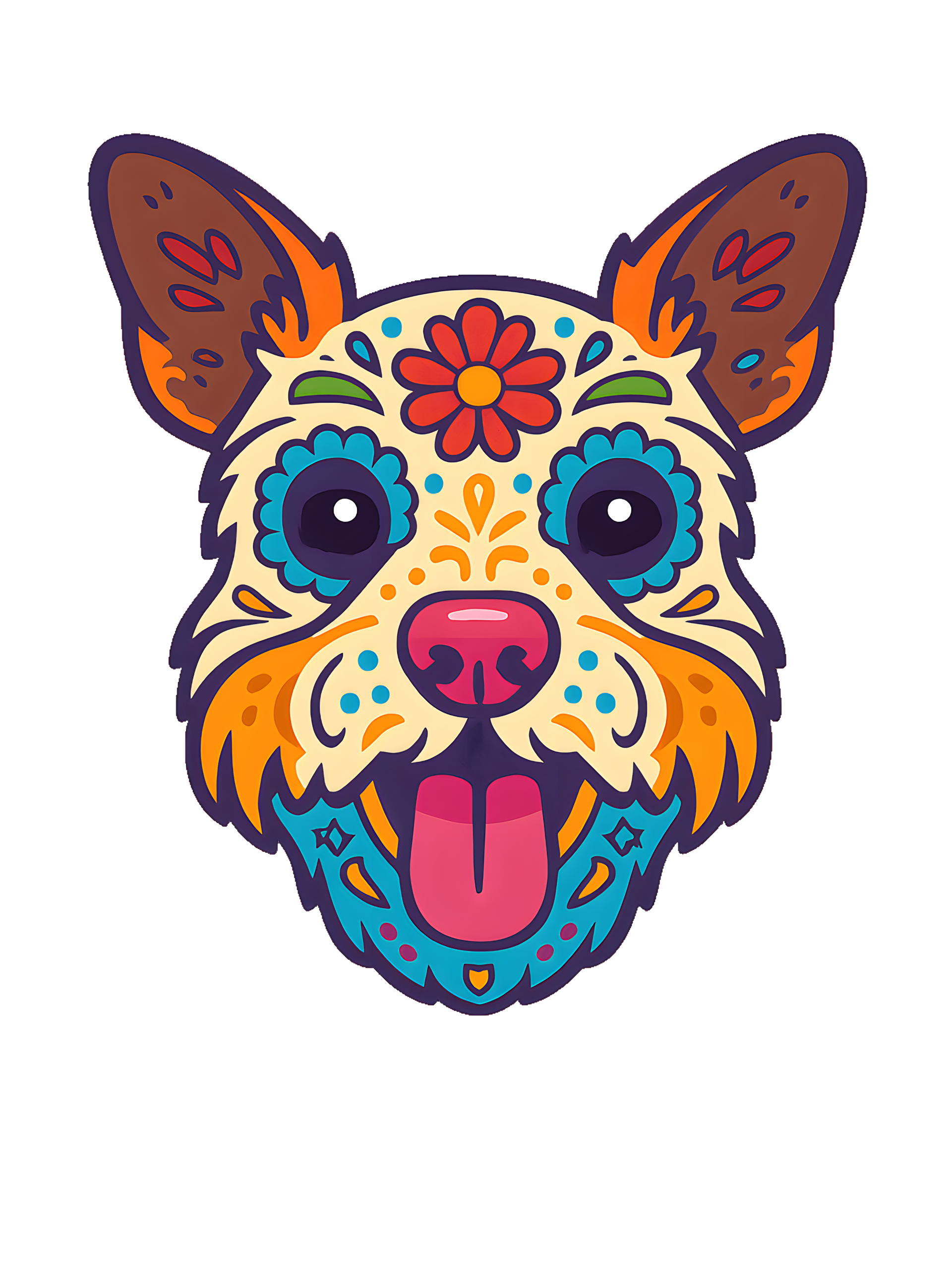 Miniature Schnauzer in Day of Dead style with bright colors - Image 2