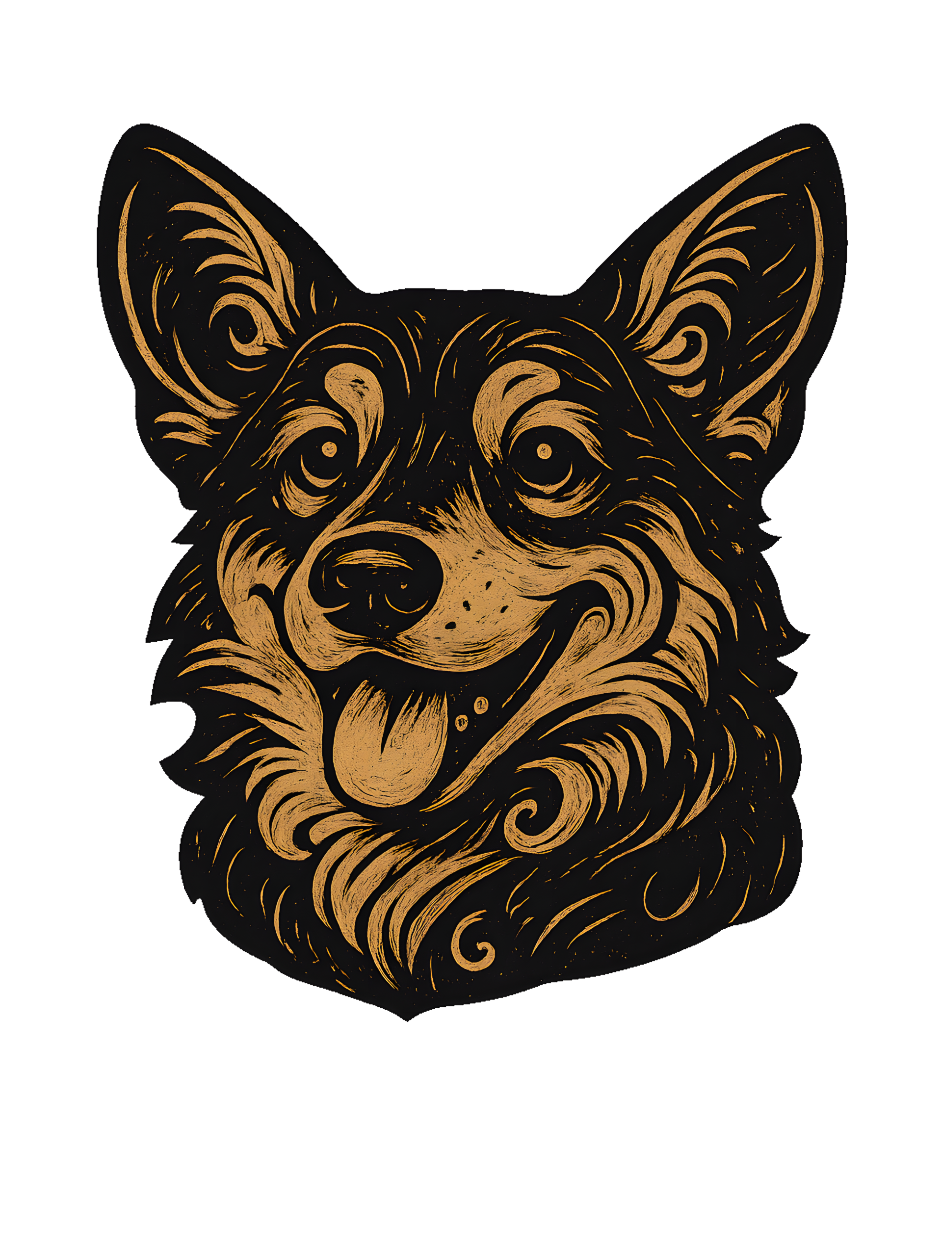 Pembroke Welsh Corgi in whimsical fantasy style with black and gold - Image 2