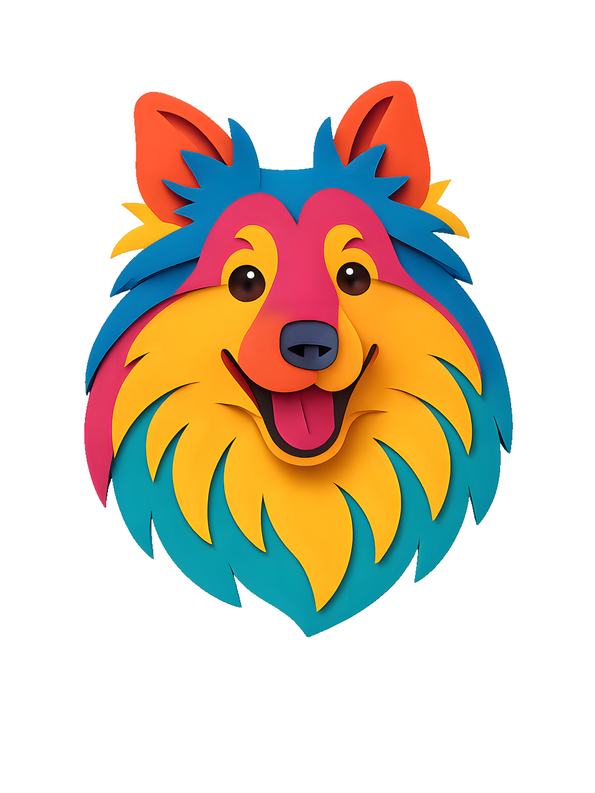 Shetland Sheepdog in paper cutout style with bright colors - Image 2