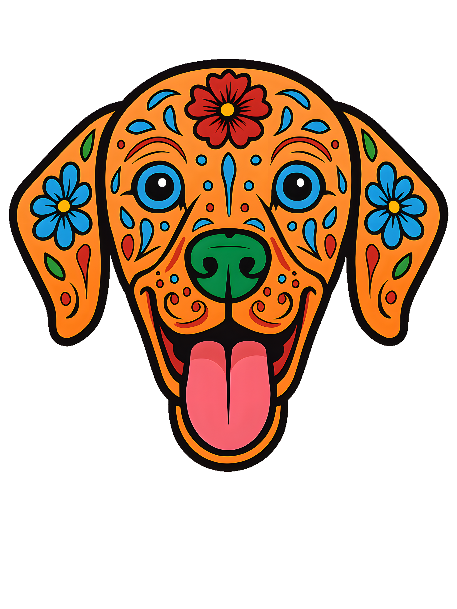 Vizsla in Day of Dead style with bright colors - Image 2