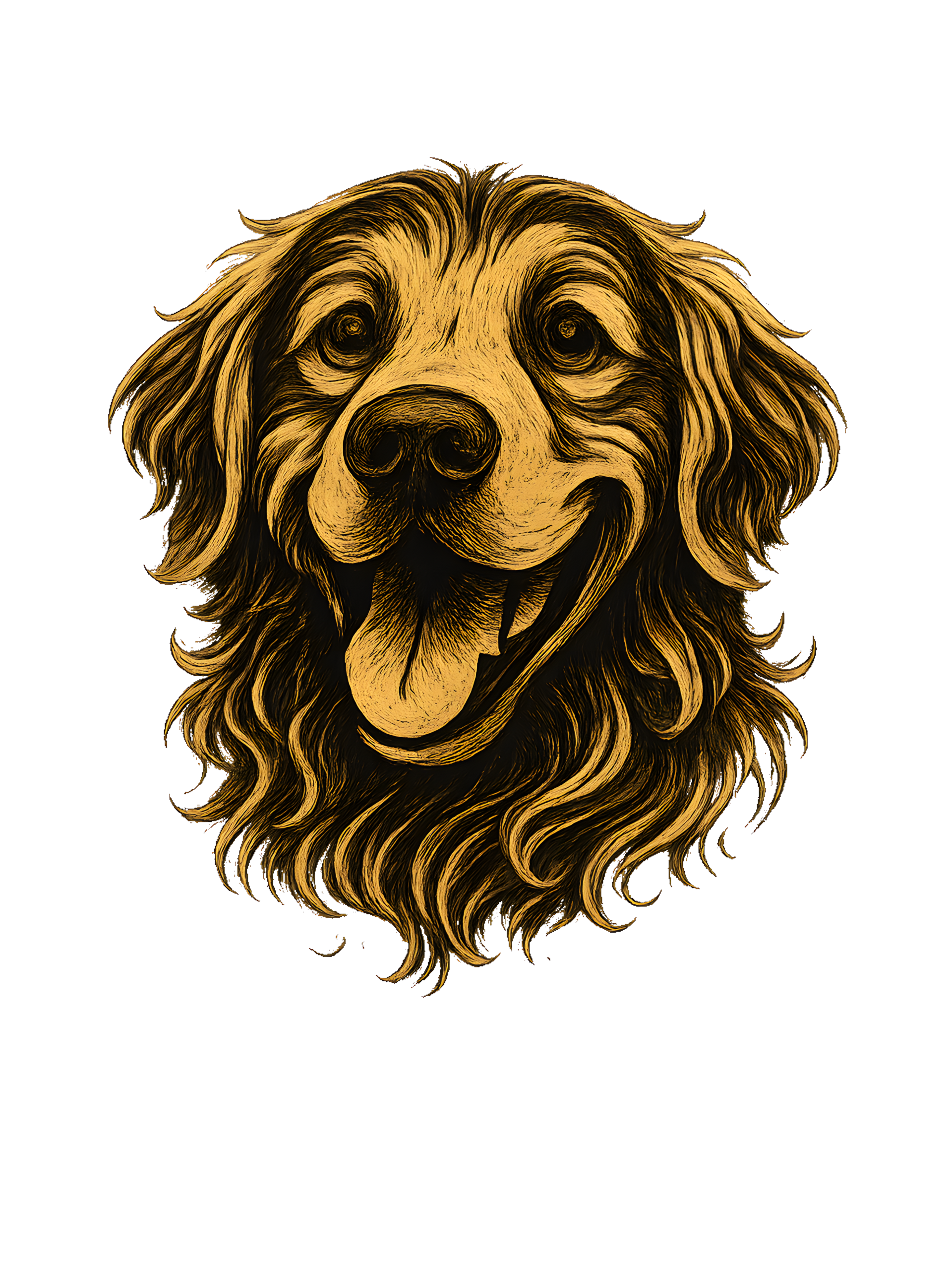 Golden Retriever in whimsical fantasy style with black and gold colors - Image 2