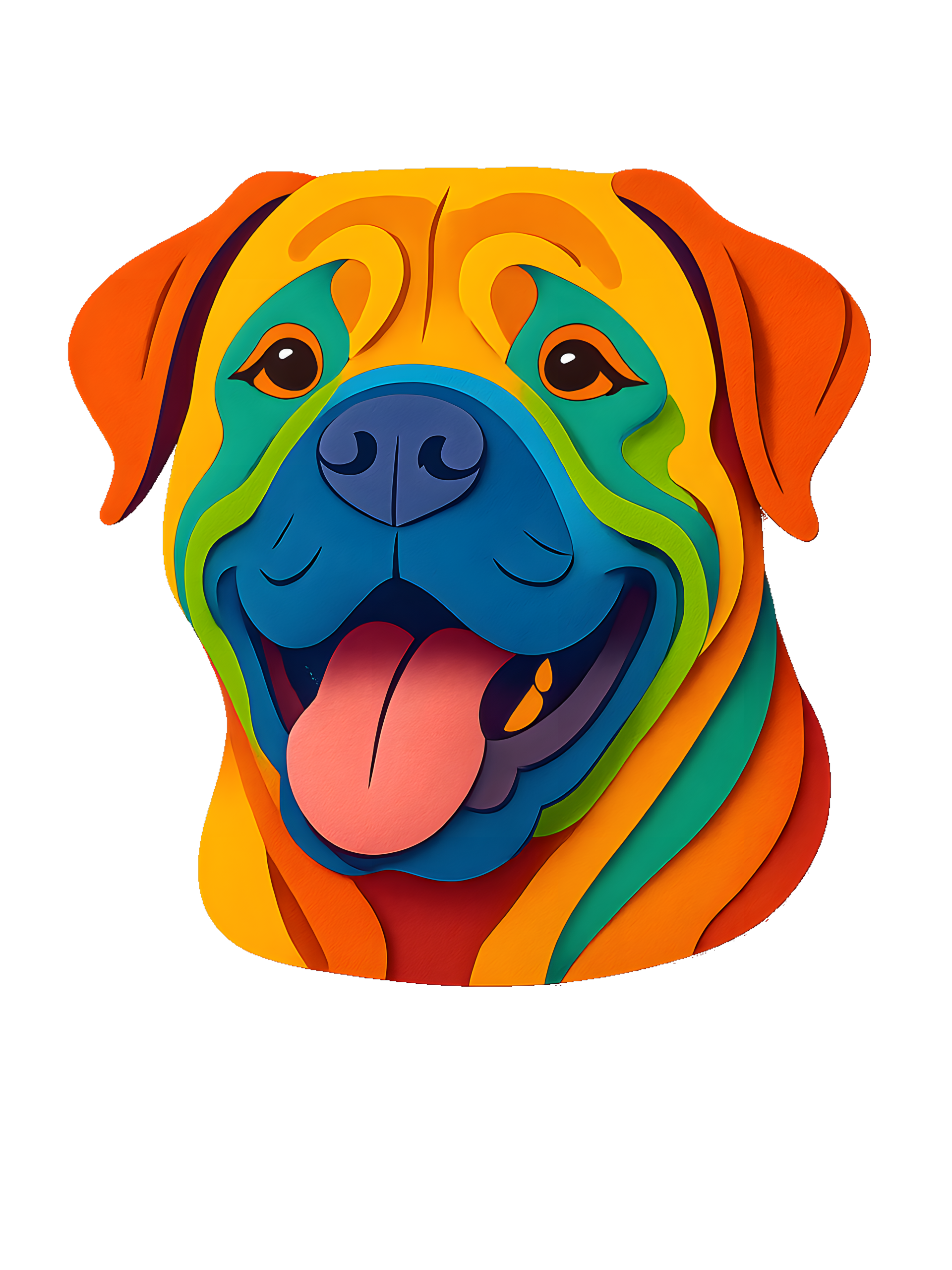 Mastiff in paper cutout style with bright colors - Image 2