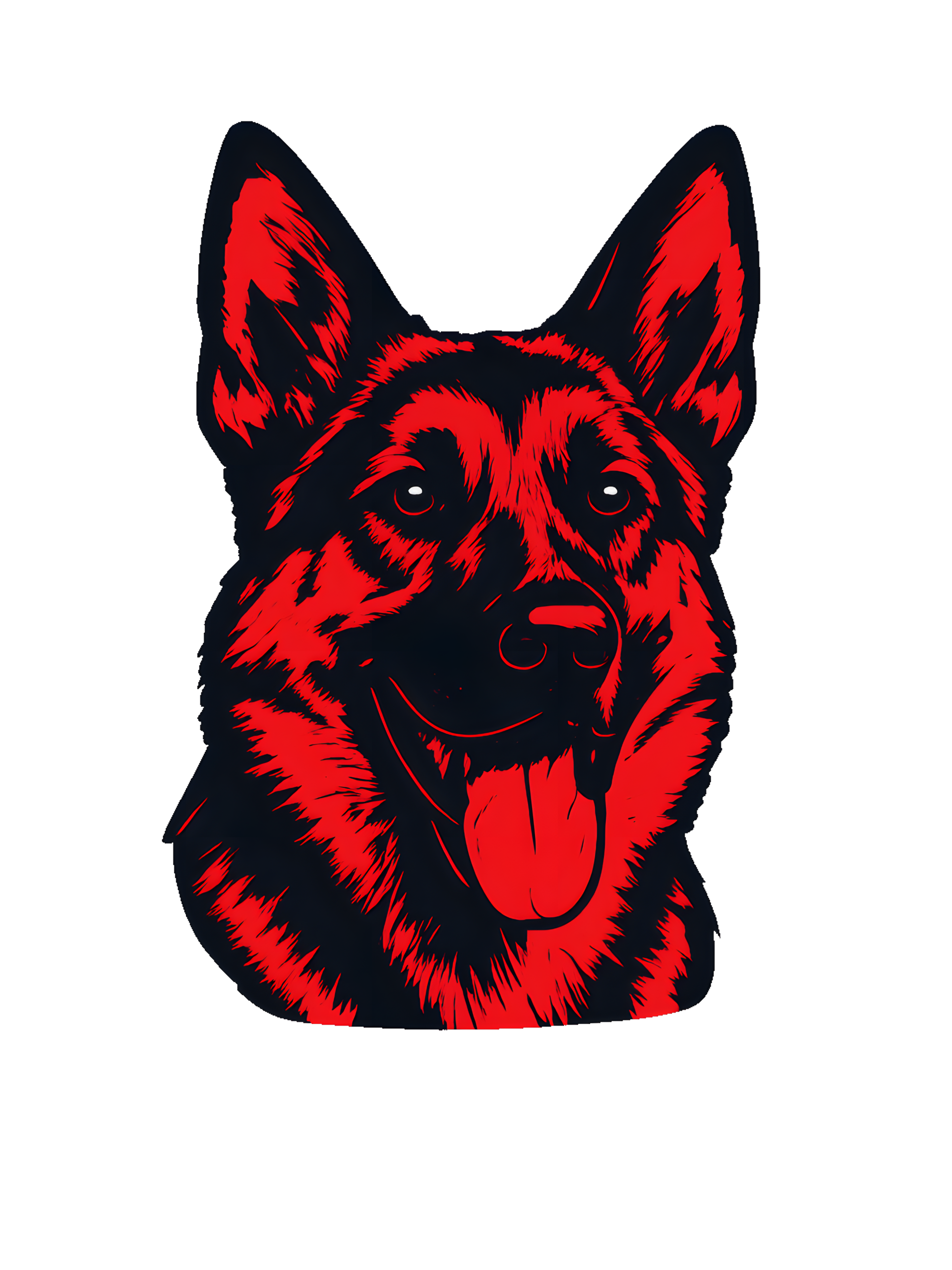 German Shepherd in Pop Art style with bright red and deep black - Image 2