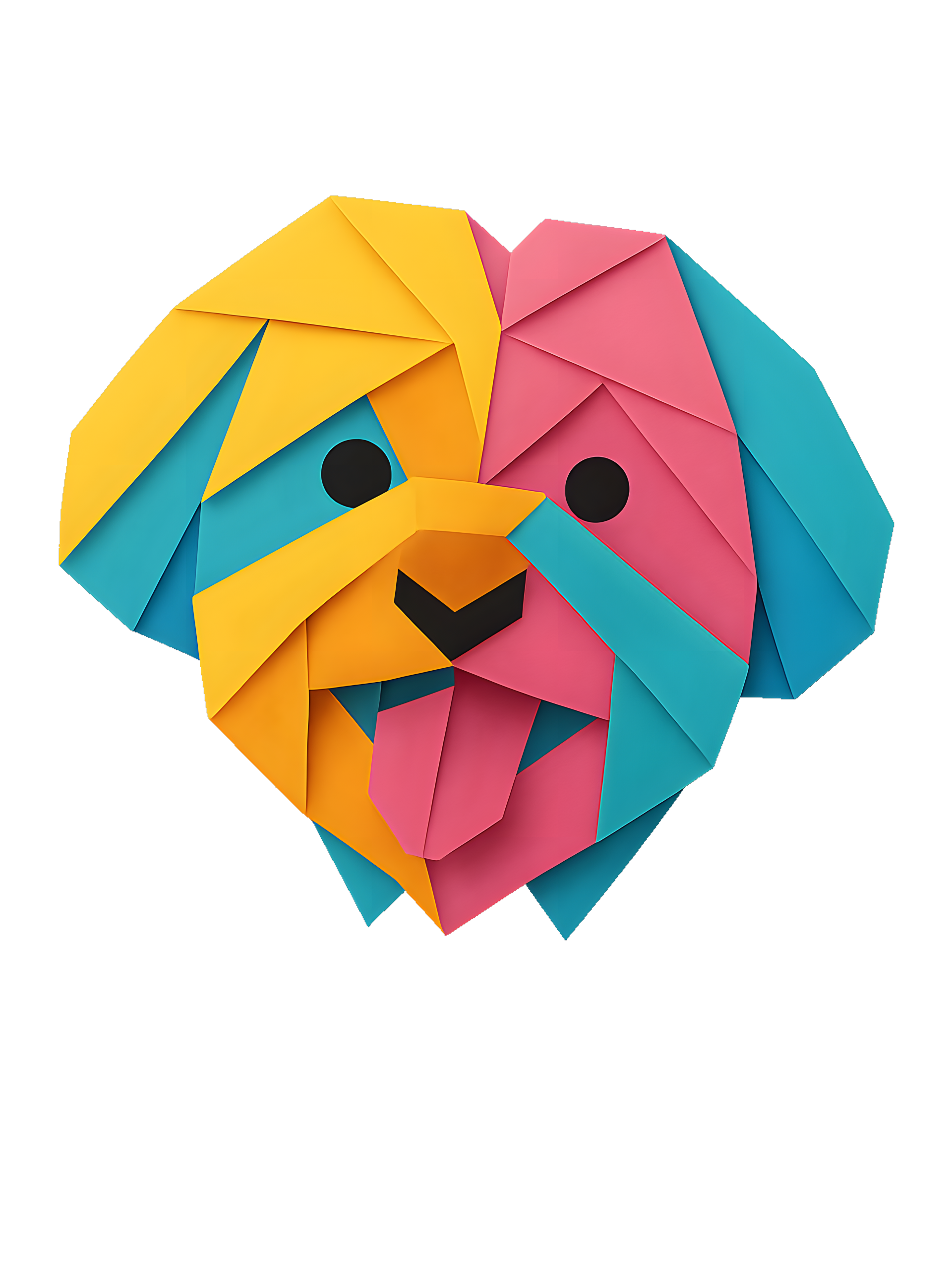 Maltese Dog in origami paper style with bright colors - Image 2