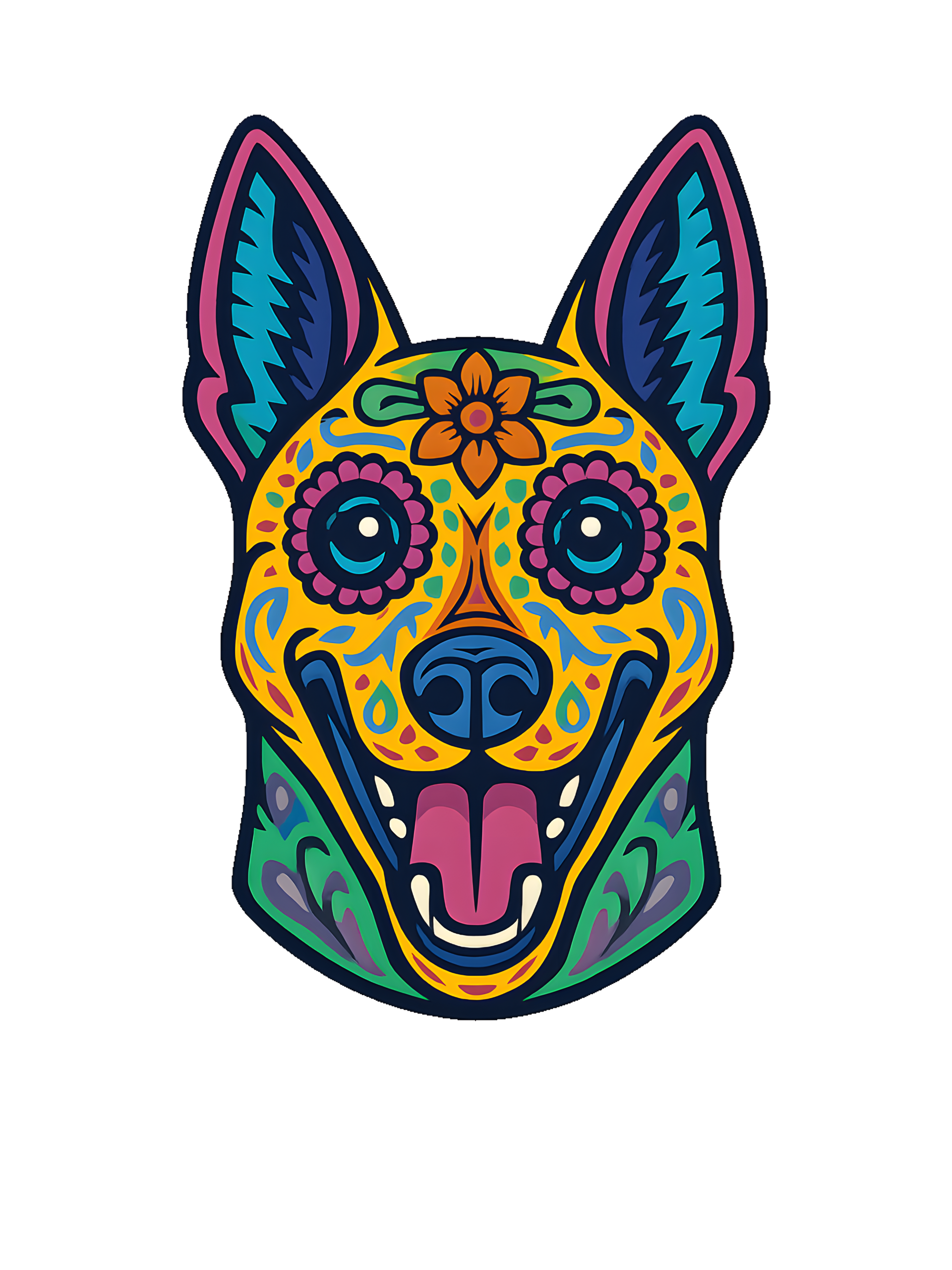 Belgian Malinois in Day of Dead style with bright colors - Image 2