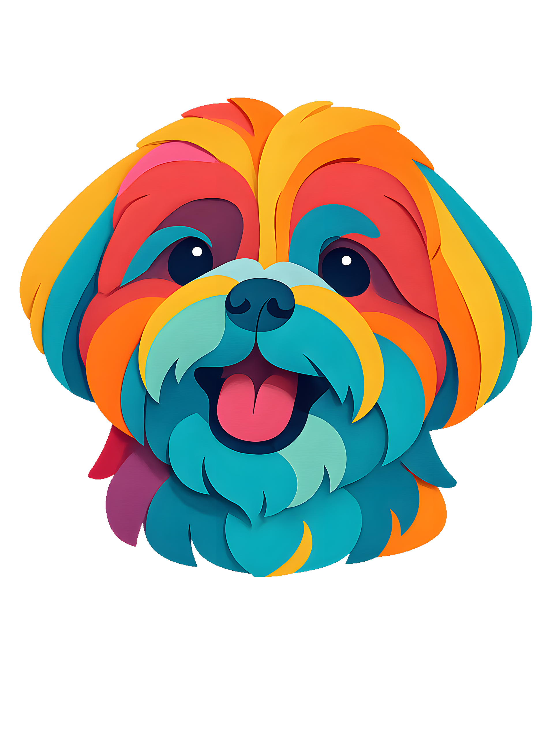 Shih Tzu in paper cutout style with bright colors - Image 2