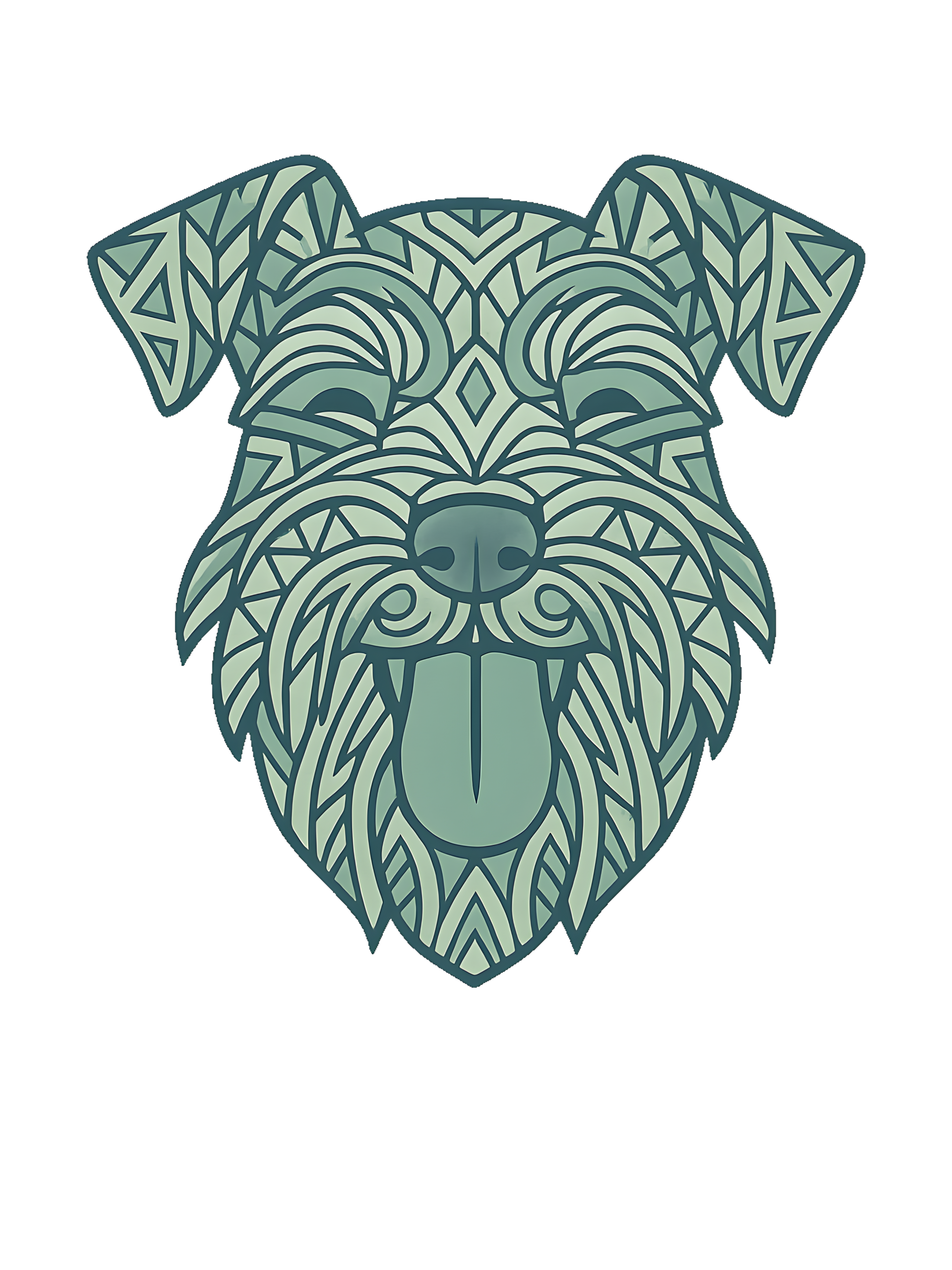 Miniature Schnauzer in tribal pattern with pastel greens and blues - Image 2