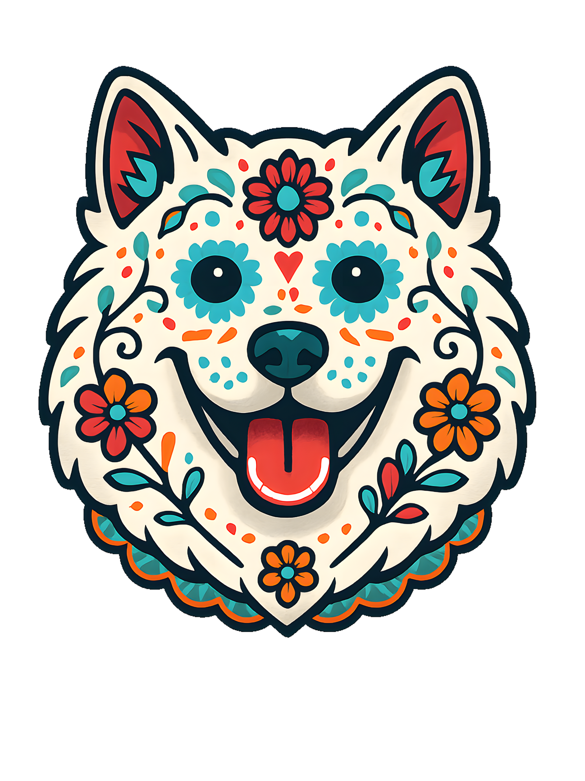 Samoyed in Day of Dead style with bright colors - Image 2