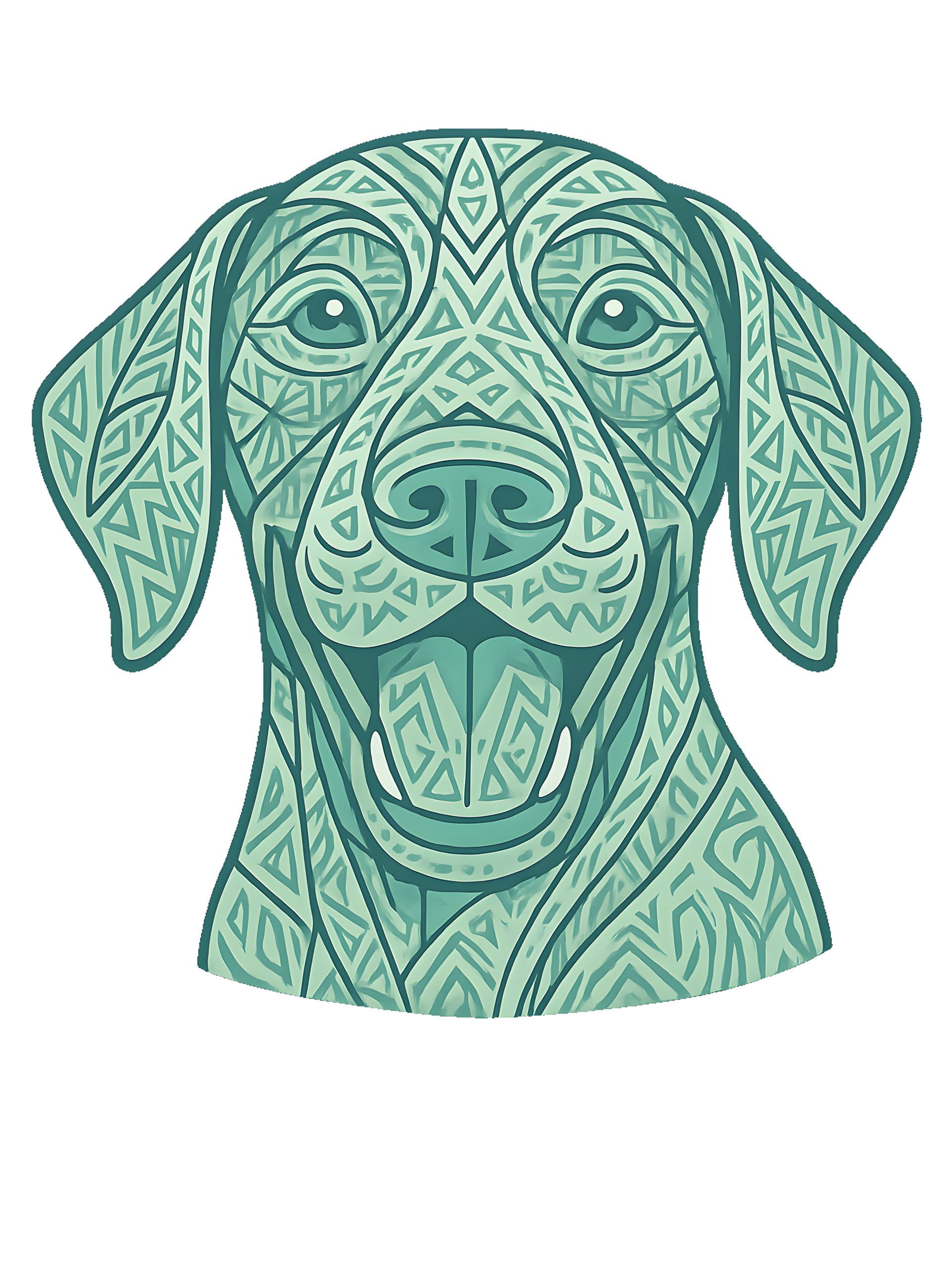 German Shorthaired Pointer in tribal pattern with pastel greens and blues - Image 2