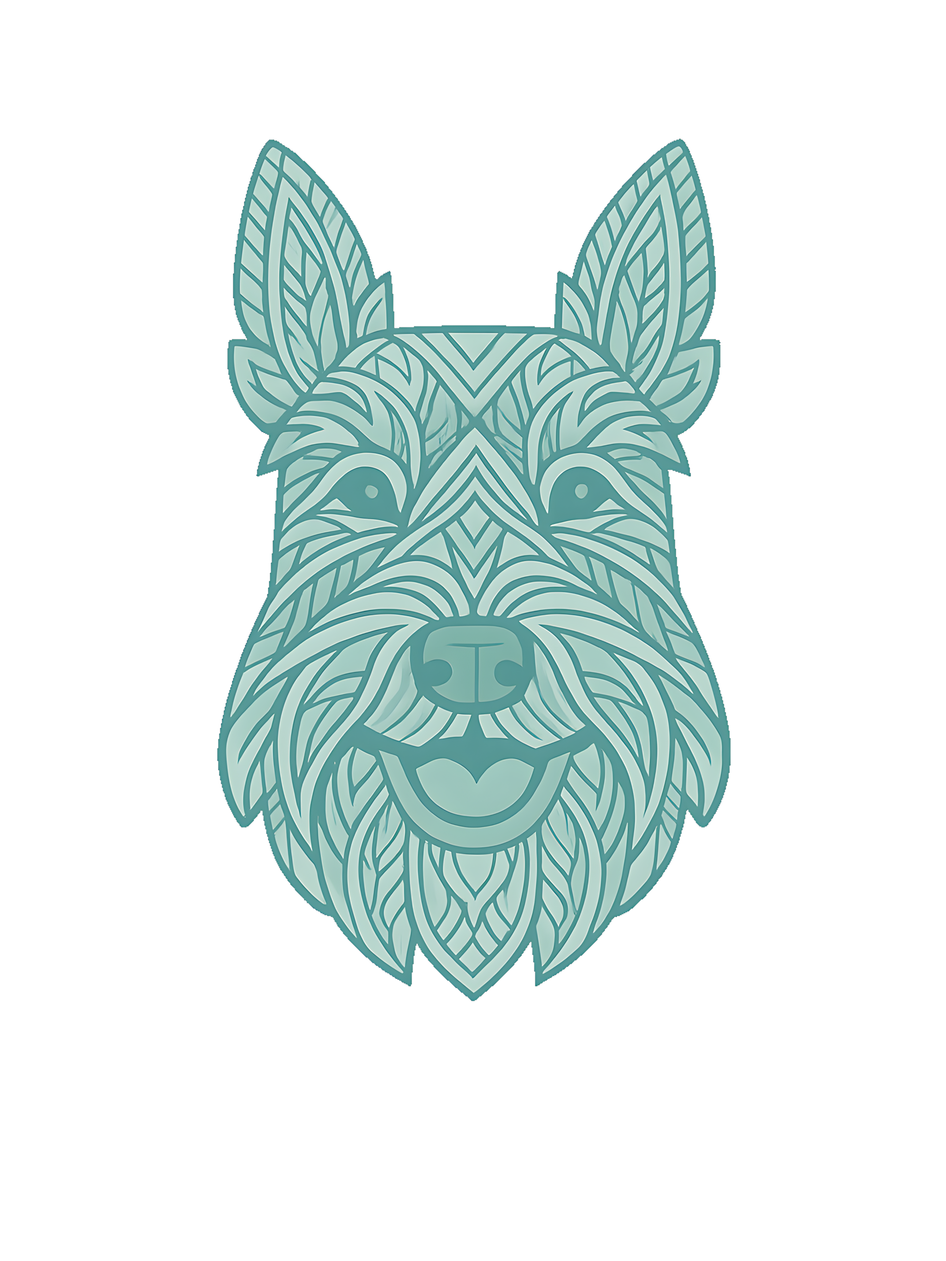 Scottish Terrier in tribal pattern with pastel greens and blues - Image 2