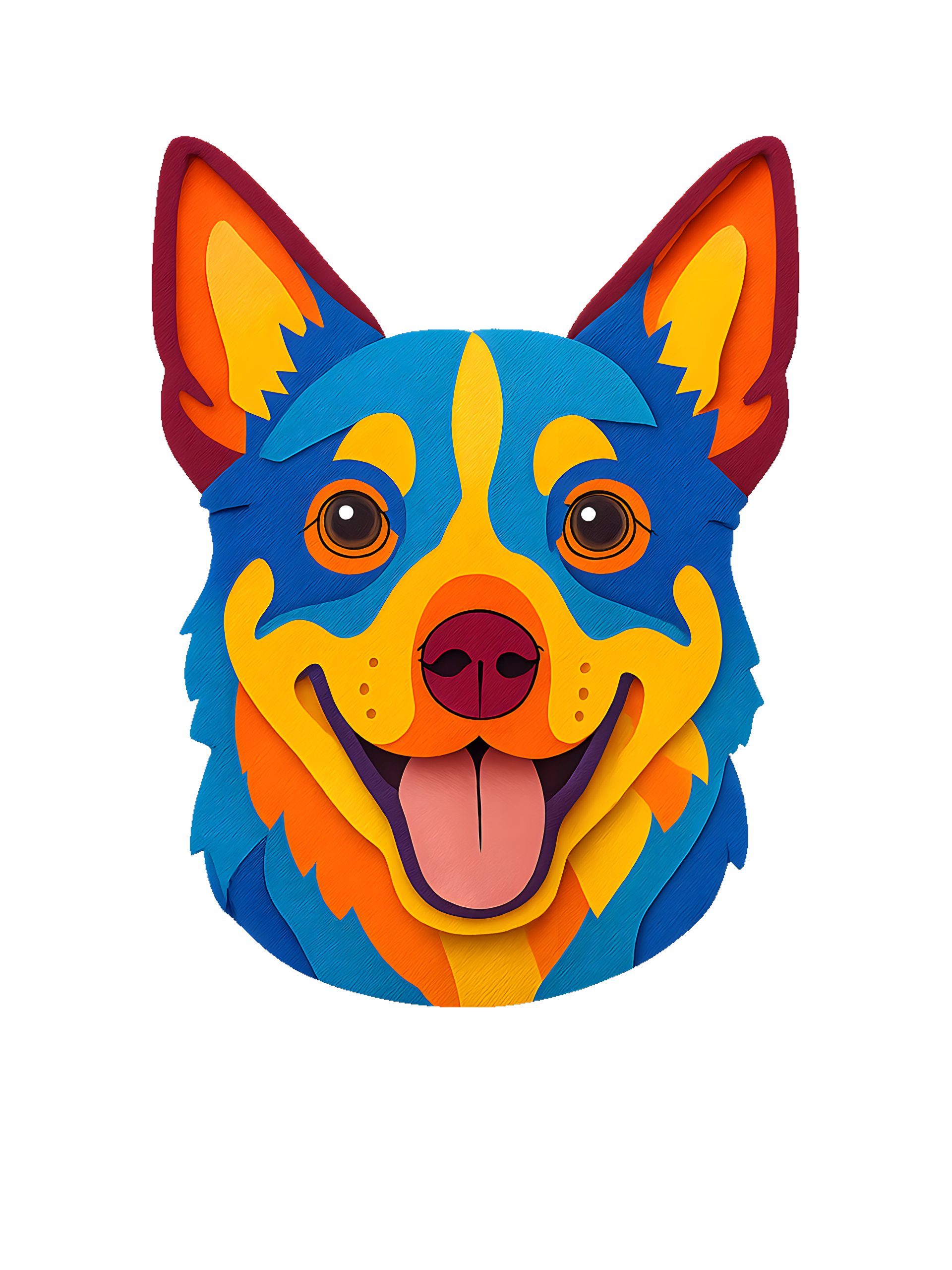 Australian Cattle Dog in paper cutout style with bright colors - Image 2