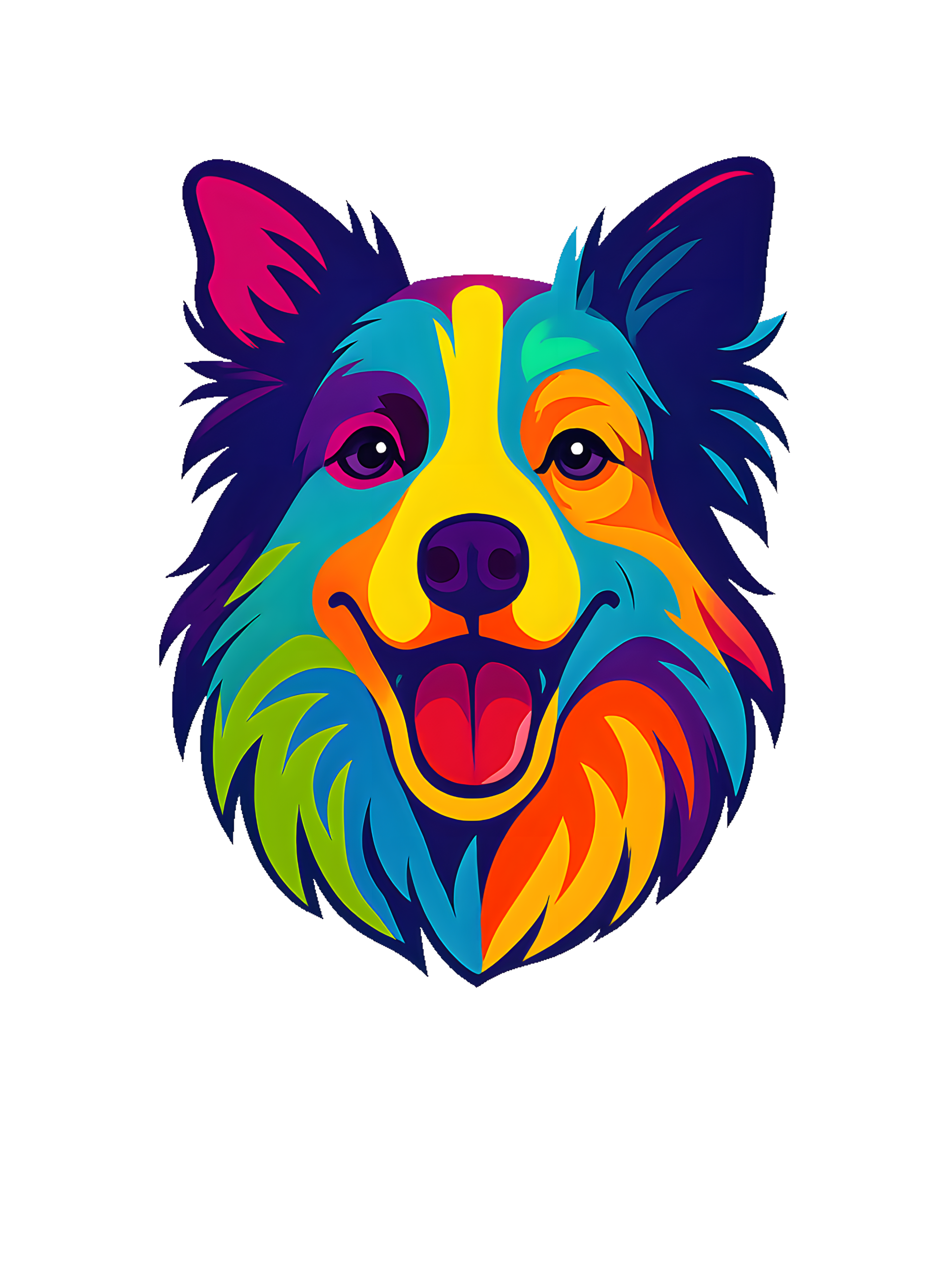 Border Collie in digital illustration with vibrant neon colors - Image 2