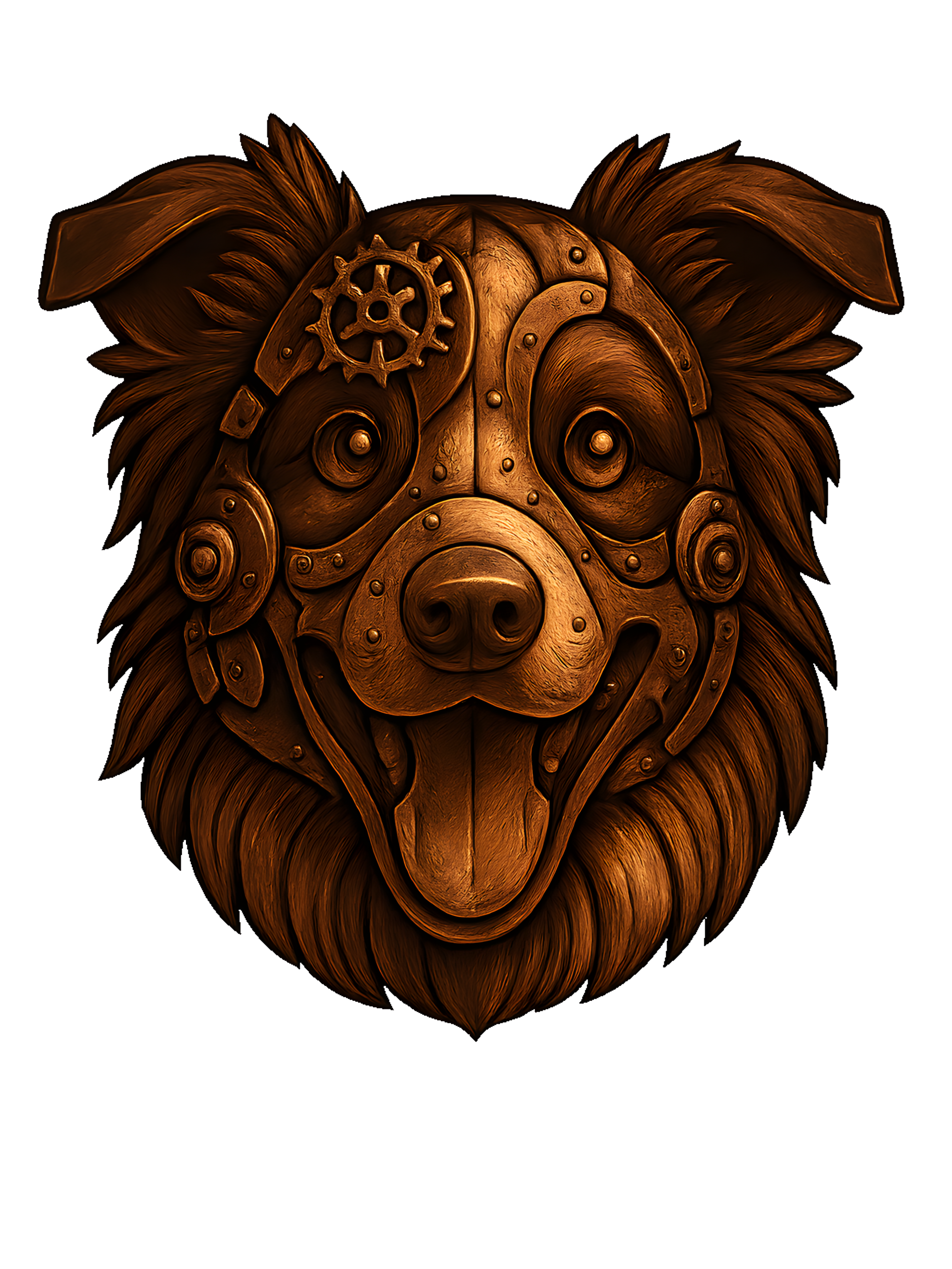 Border Collie in steampunk style with bronze and copper tones - Image 2