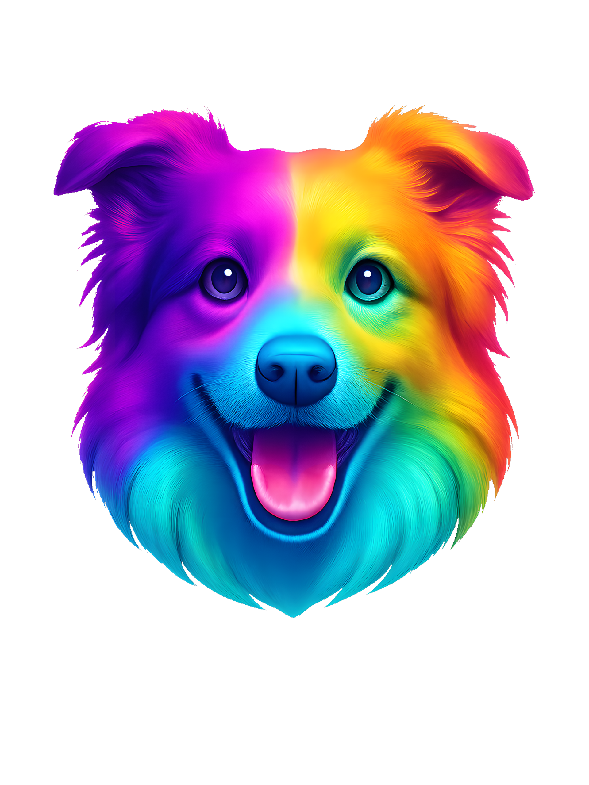 Border Collie in airbrush style with gradient neon palette - Image 2