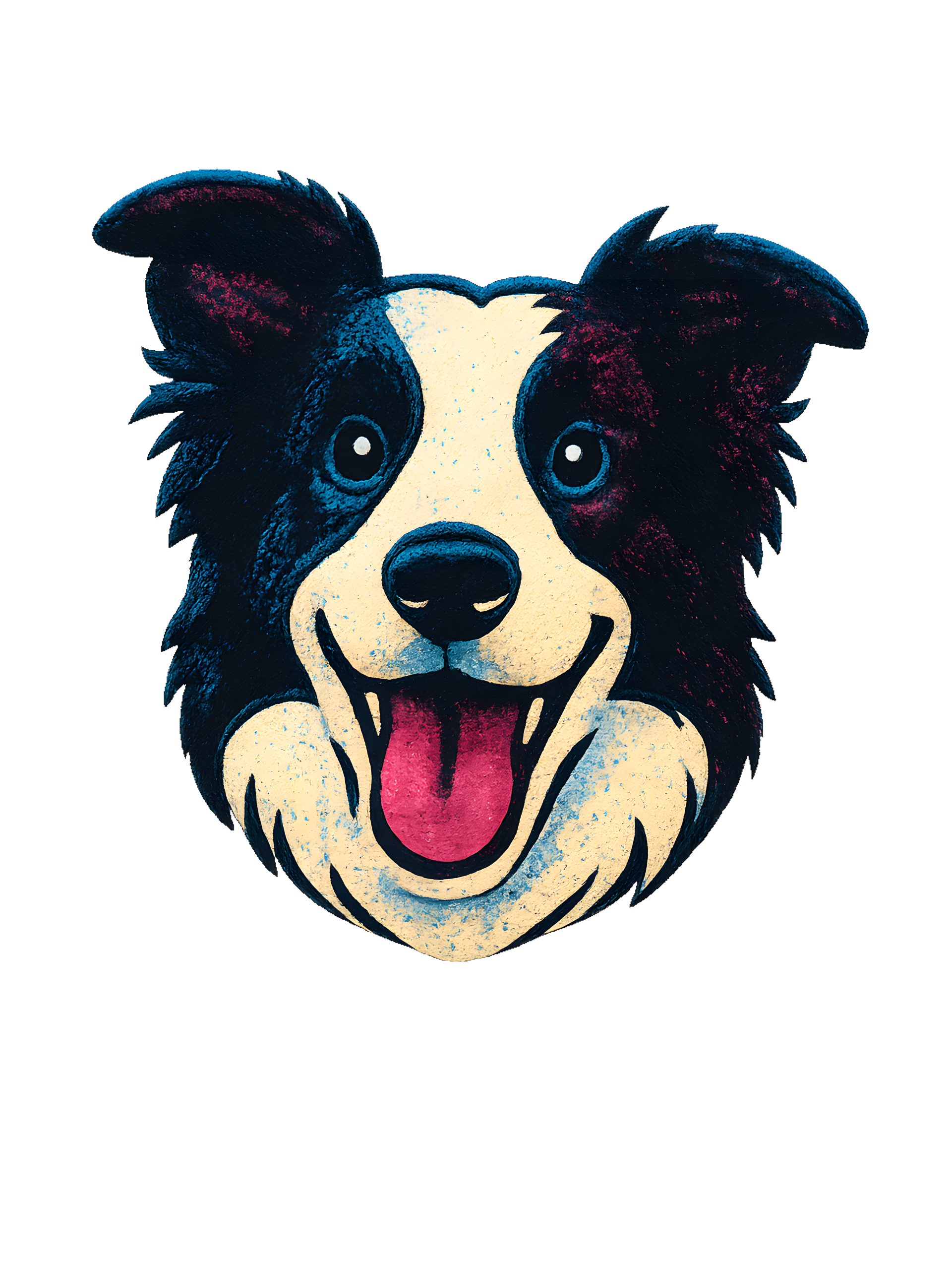 Border Collie in retro print style with CMYK halftone colors - Image 2