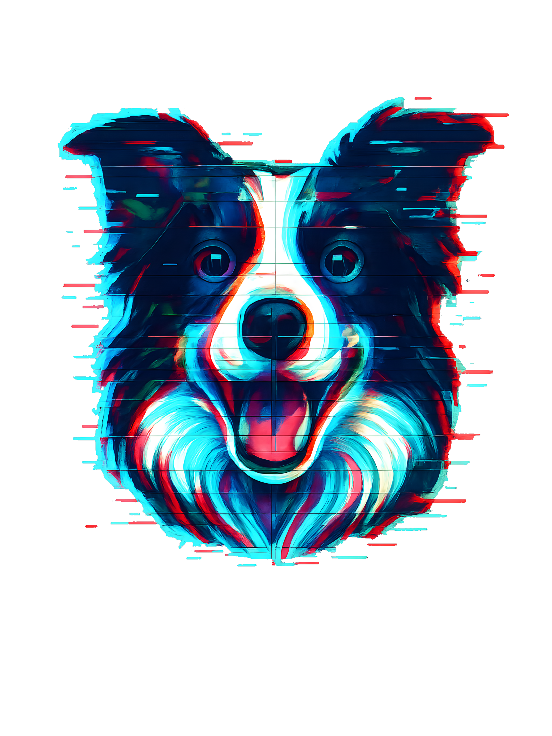 Border Collie in glitch art style with RGB split palette - Image 2