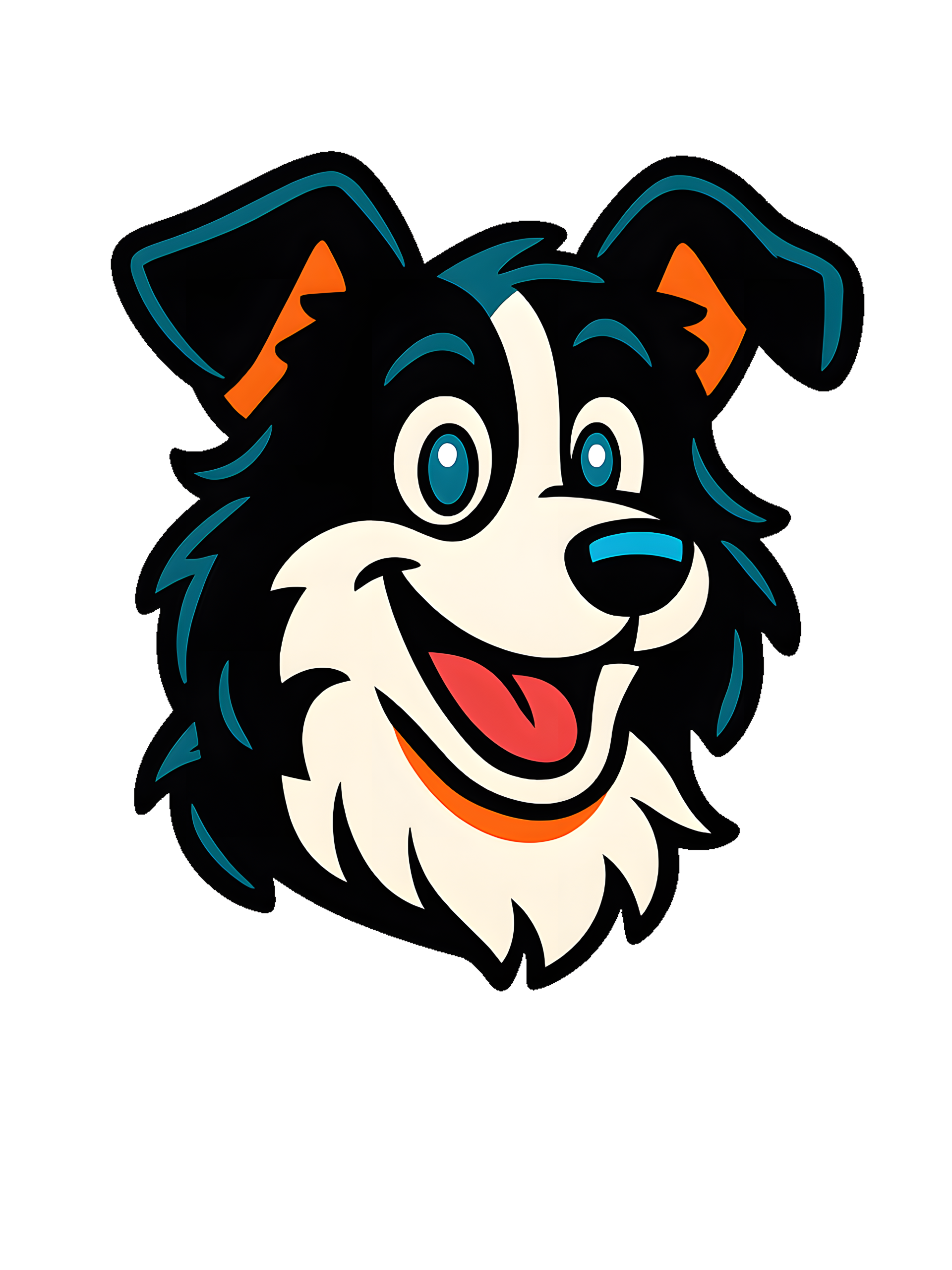 Border Collie in retro 90s cartoon style with bright colors - Image 2
