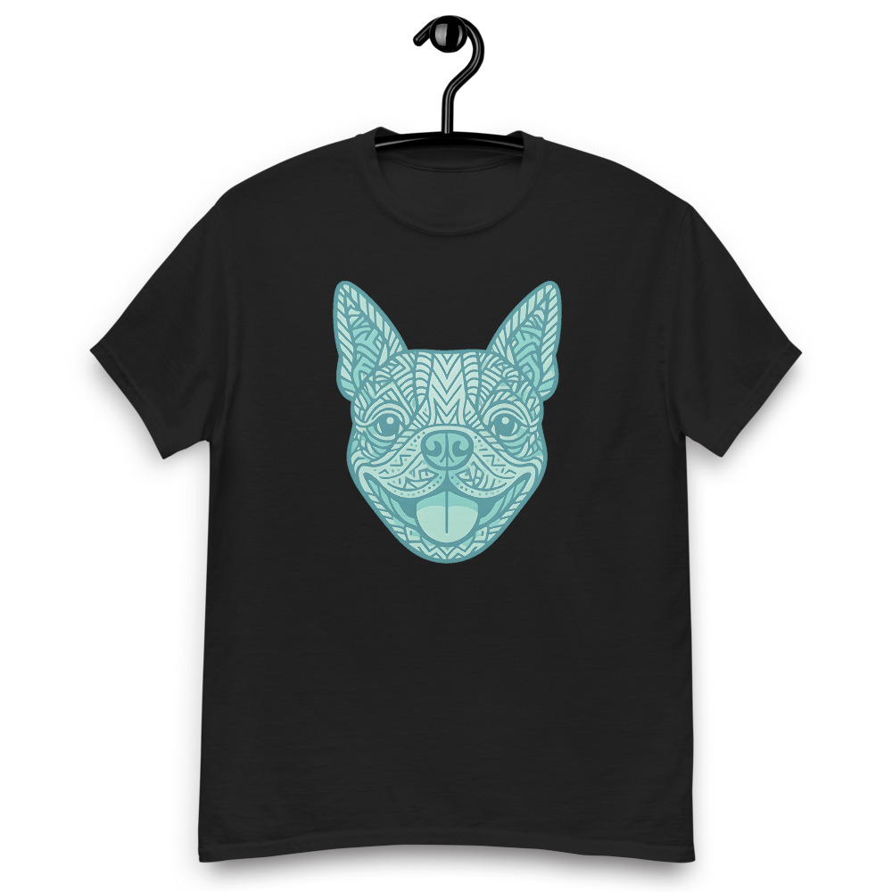Boston Terrier in tribal pattern with pastel greens and blues - Image 8