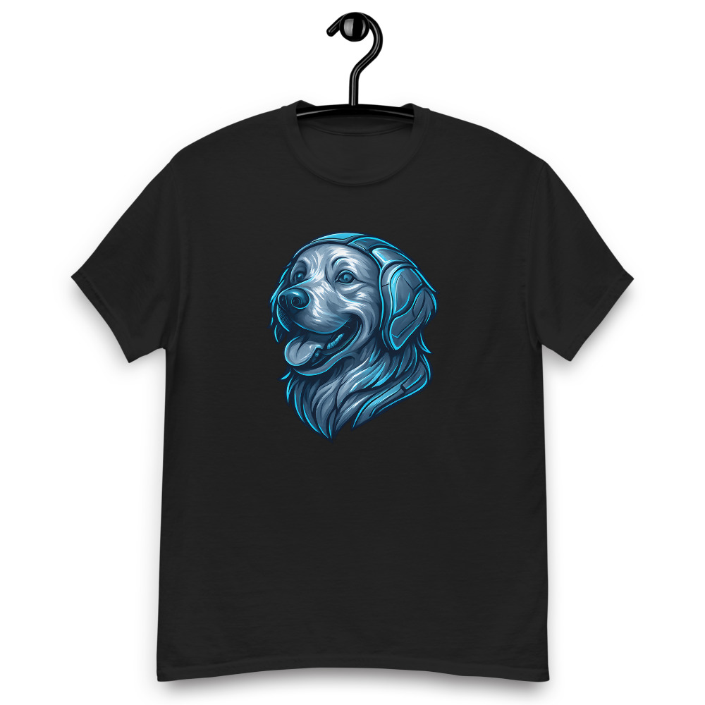 Golden Retriever in futuristic cyberpunk style with steel silver and electric blue - Image 9